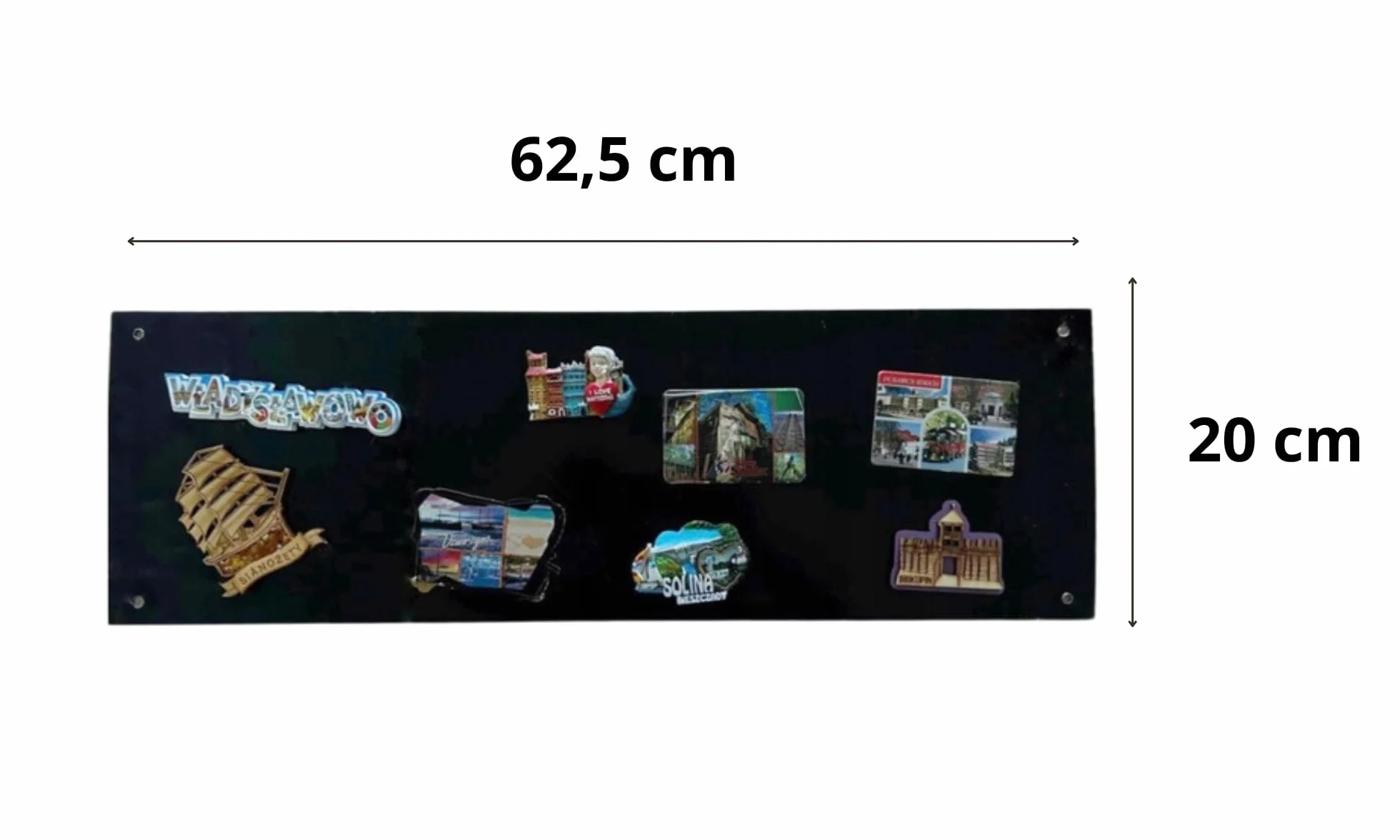 Tablica Magnetyczna Stalowa Bezramkowa 62,5x20 cm Czarna 2x Lekka