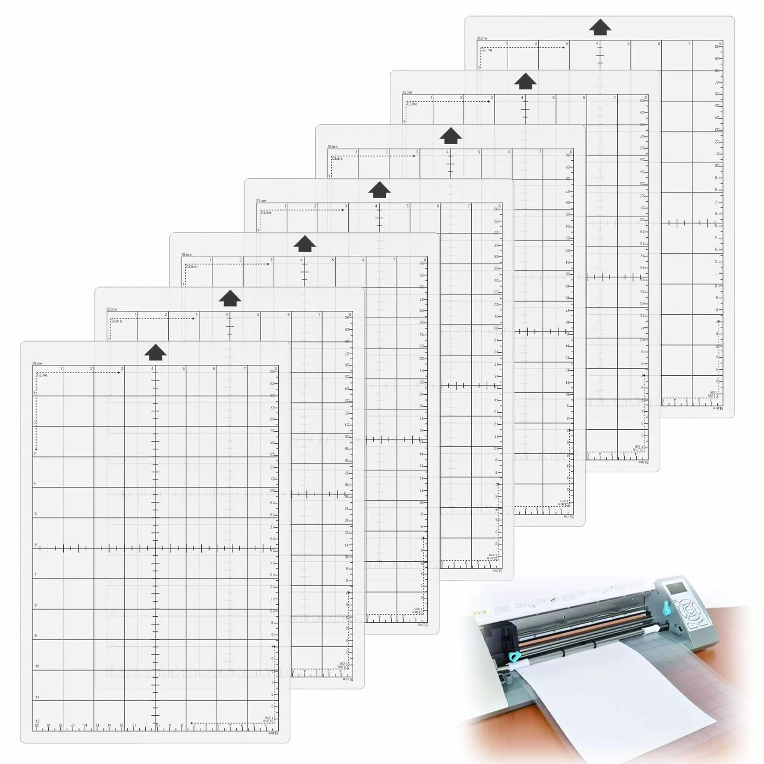 7 sztuk mat do cięcia Silhouette Cameo 4/3/2/1 Cricut Explore, 20 x 30 cm, mata do cięcia, mata Cricut z siatką pomiarową, samoprzylepna mata, rasteryzowana mata do cięcia, przezroczysta mata klejąca