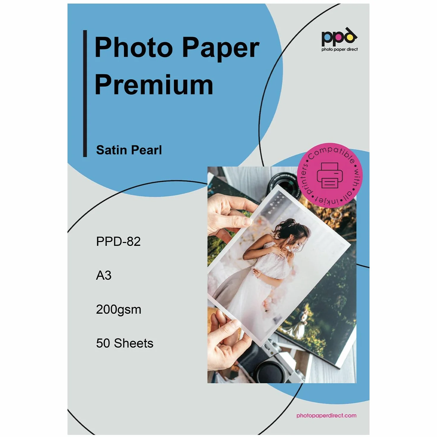 PPD A3 Papier Fotograficzny Satynowo-Perłowy 200g 50 Arkuszy PPD-82-50