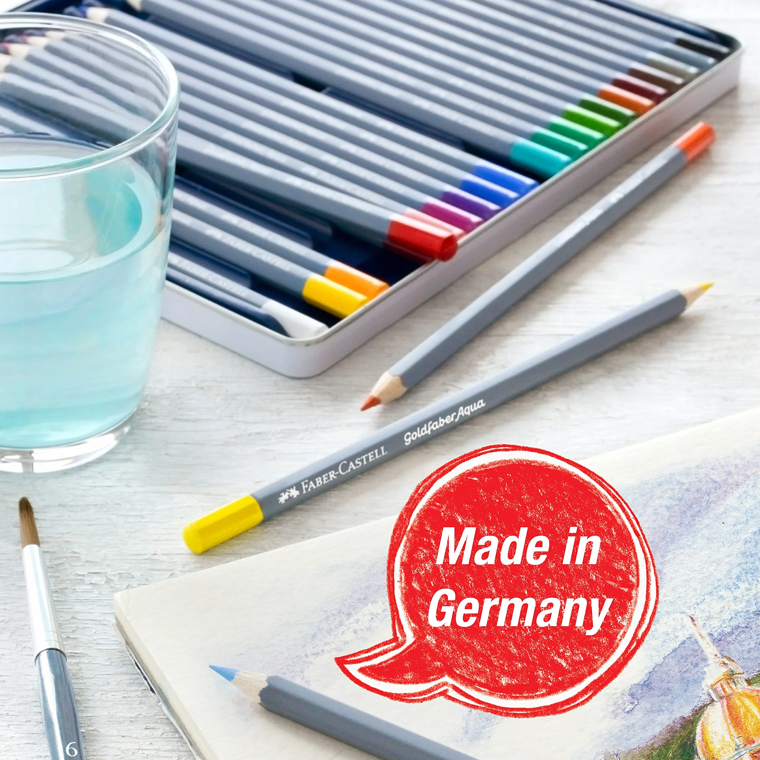 Faber-Castell 114612 - Kredki akwarelowe Goldfaber, 12-częściowy zestaw kredek, niełamliwe, w pełni rozpuszczalne w wodzie