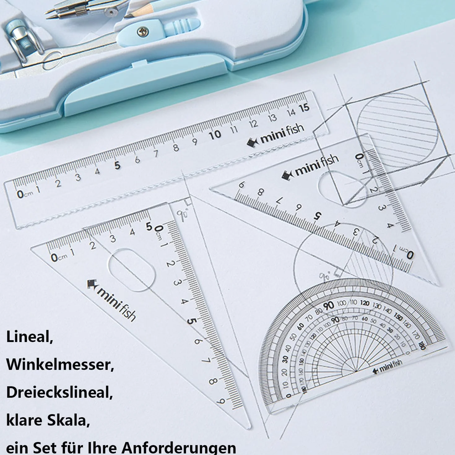 Zestaw cyrkieli klasy premium, z szybką regulacją, do szkoły podstawowej 4 klasy, 9-częściowy zestaw geometryczny, praktyczny zestaw matematyczny do szkoły, biura, na uczelnię, do rysowania,