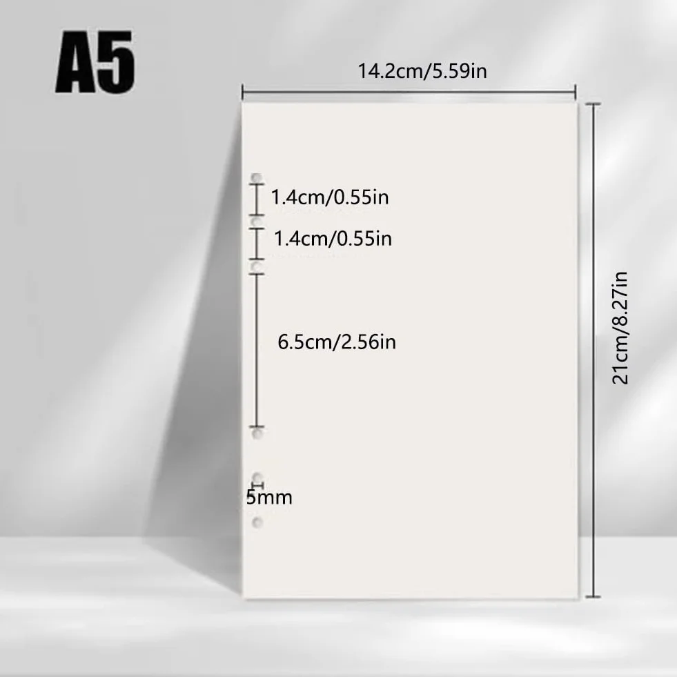 Papier A5 100 g/m² 135 arkuszy 270 stron 6 otworów wkładki do notatnika beżowe