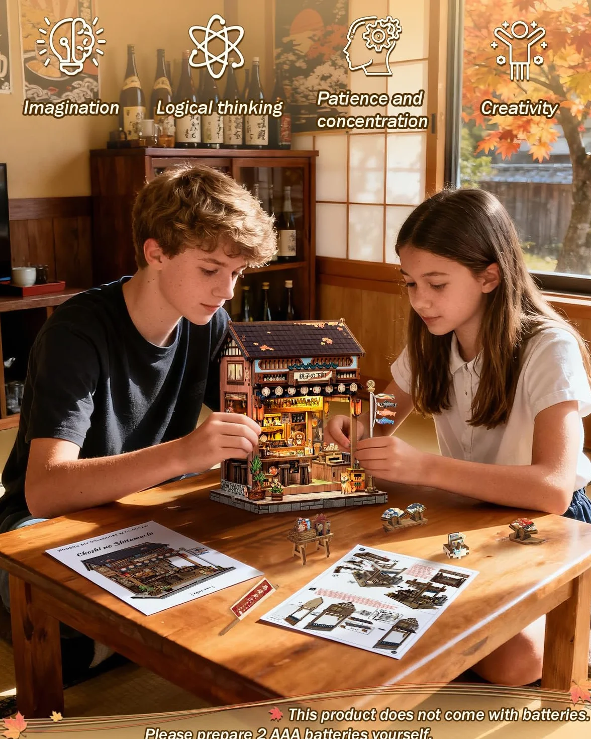 Book Nook – Miniaturowy domek z LED i osłoną antypylową, dekoracja japońska, dekoracja regału, puzzle 3D dla dorosłych, prezent (Choshi no Shitamachi) Shitamachi)