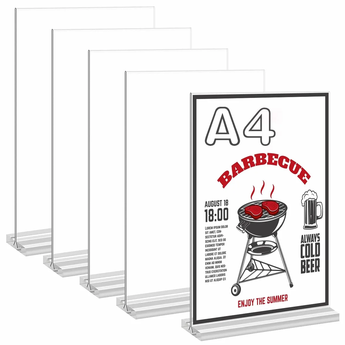 5 sztuk akrylowych ekspozytorów stołowych A4, stojaki reklamowe, stojak w kształcie litery T, akrylowy stojak na menu, DIN A4, stojak na zdjęcia, restauracje, kawiarnie, sklep, hotel, 5 sztuk
