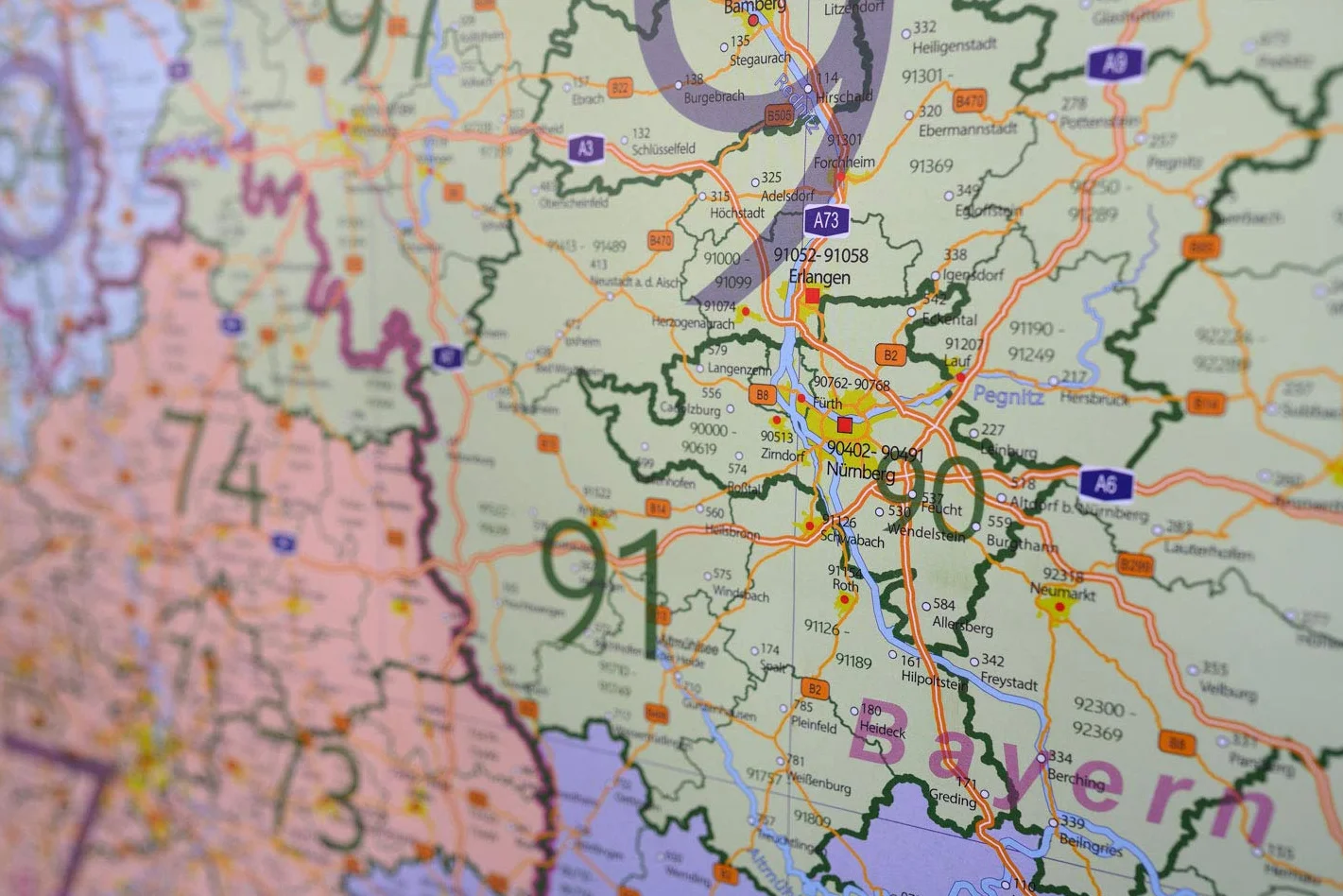 XL mapa z kodem pocztowym Niemiec z laminowaniem, DIN B0, 100 x 140 cm, do pisania, zmywalna, z krajami związkowymi związkami, w zestawie karta online z kodem pocztowym