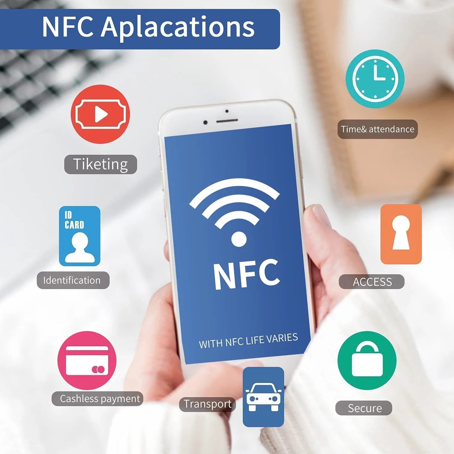 NFC Tag SANPO10 szt. Black Mix 10 szt. białe Ntag215 naklejki antymetalowe NFC works on metal, kompatybilne z telefonami i urządzeniami z systemem Android i iOS, 504 bajty pamięci w pełni