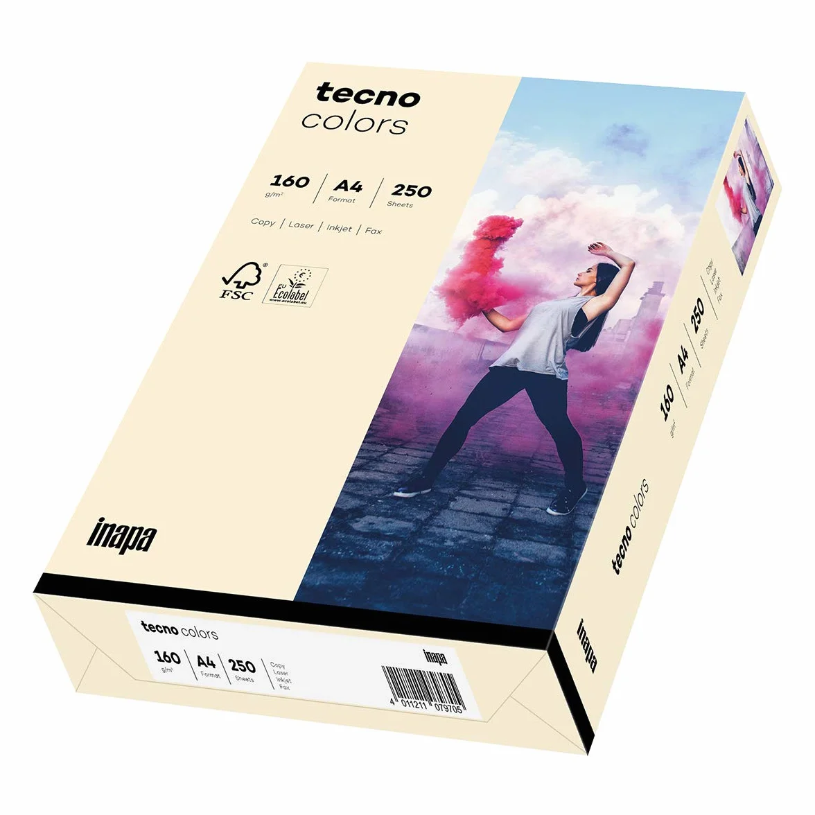 Inapa Kolorowy papier do drukarki tecno Colors 160 g/m² A4 250 arkuszy jasny chamois