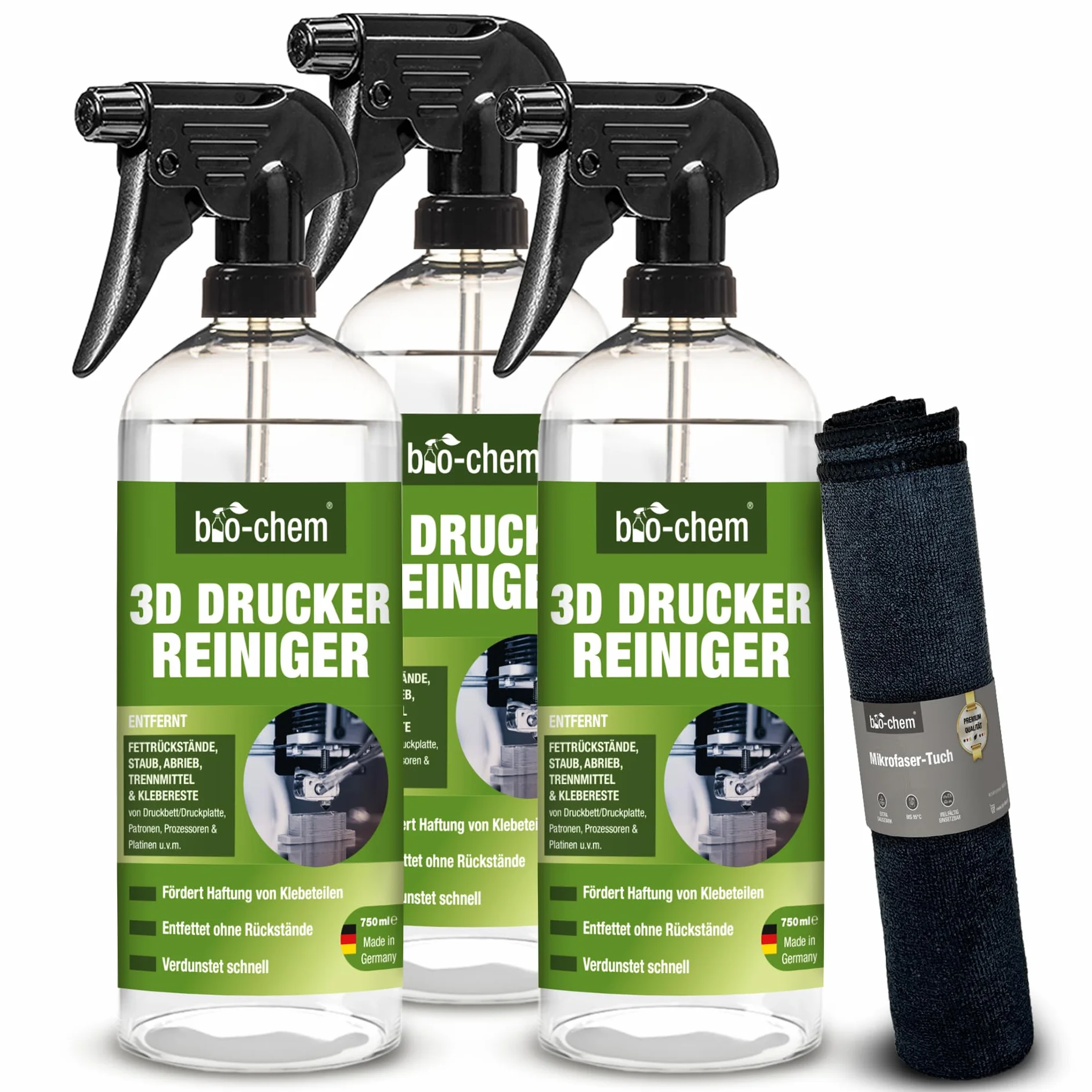 ?rodek do czyszczenia drukarki 3D, 3 x 100 ml, w sprayu, w zestawie ?ciereczka z mikrofibry, do wszystkich drukarek 3D, cz??ci PC i innych urz?dze? elektrycznych, przyjazny dla ?rodowiska ?rodek