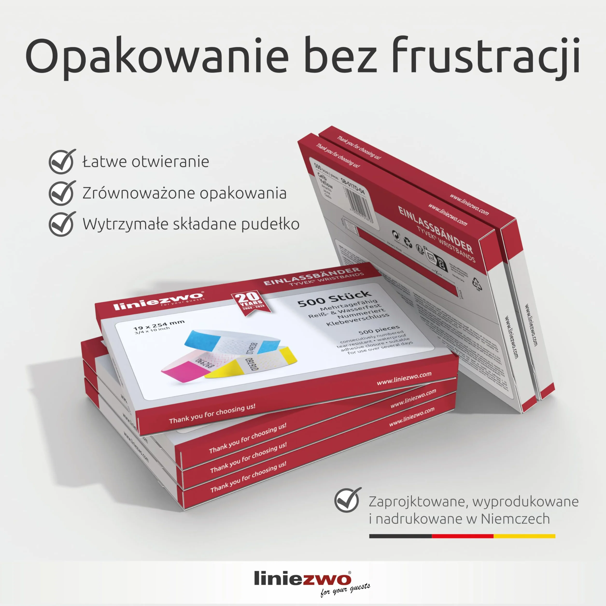 500 sztuk opasek na rękę 19 x 254 mm, Turkusowe