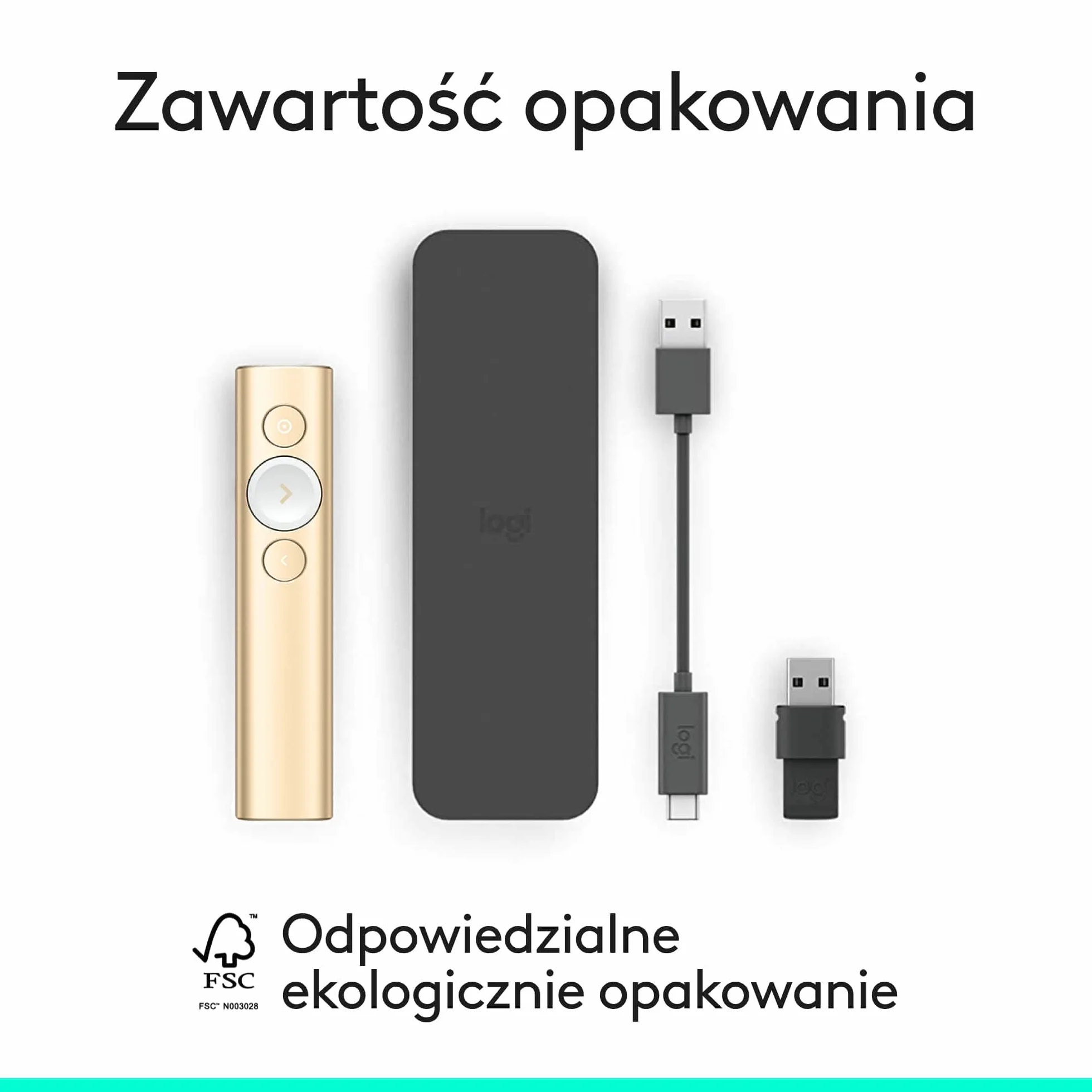 Logitech Spotlight™ Presentation Remote, Z Zaawansowanym Cyfrowym Wskaźnikiem I Zegarem Z Alertami Wibracyjnymi, Pc/Mac - Złoto,910-004862