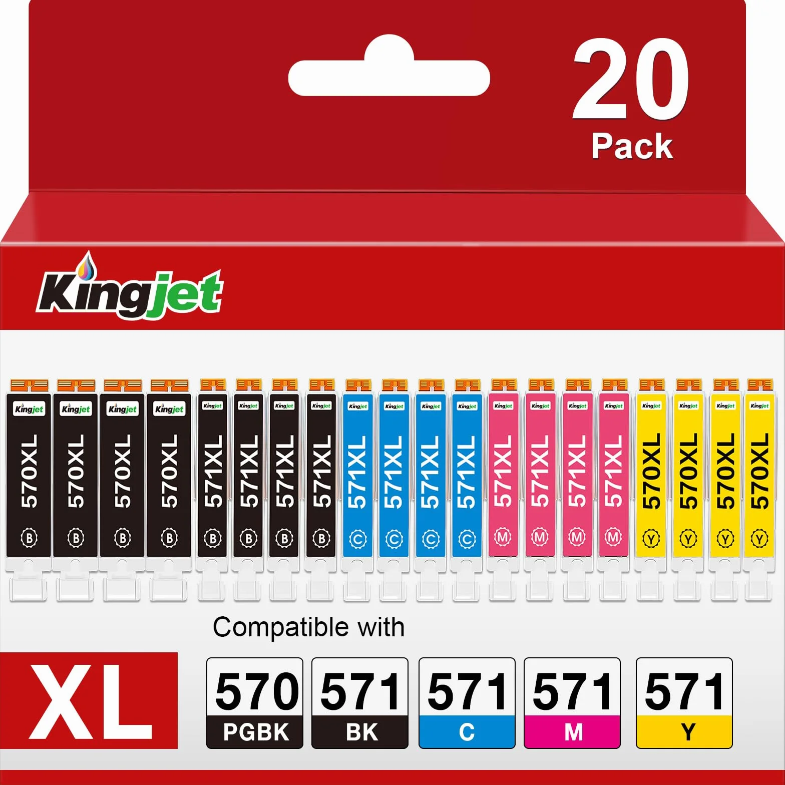 KINGJET 570 571 wkłady do drukarek kompatybilne z Canon PGI-570 CLI-571 XL do Canon TS5050 kartridże do drukarki Pixma MG5750, TS5055, TS5051, MG6850, TS5053, MG5753, MG5751, TS8050, MG7750 MG6853