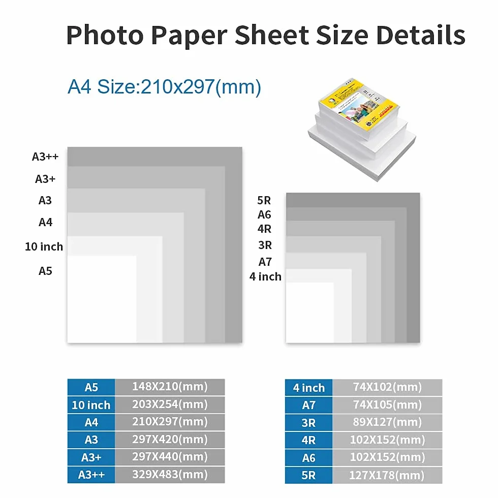 MR.R 300 gsm/m2 A4X50 Arkusze papieru fotograficznego Podwójnie matowy papier fotograficzny Natychmiastowe wysychanie Wodoodporny jasny biały do drukarek atramentowych