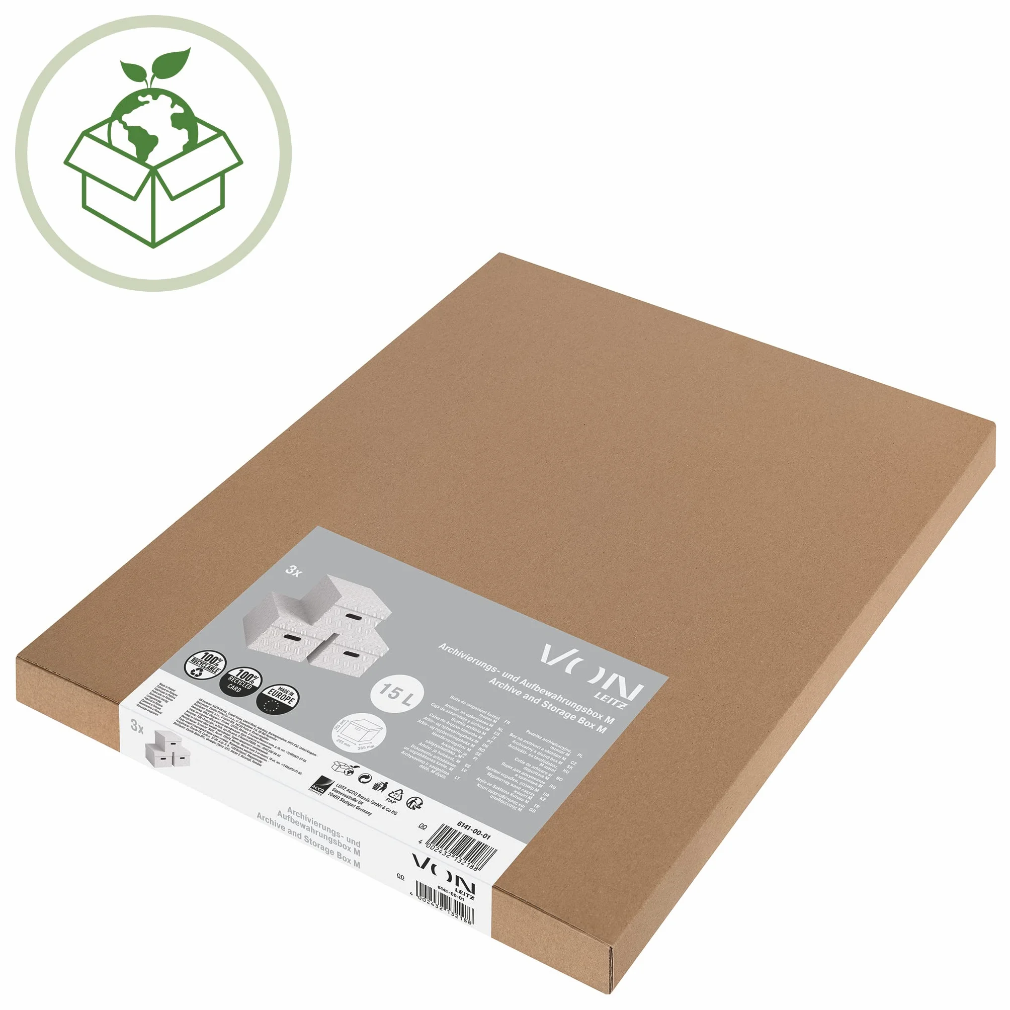 VON Leitz zestaw 3 pudełek do przechowywania 46 l karton z recyklingu geometryczny design białe