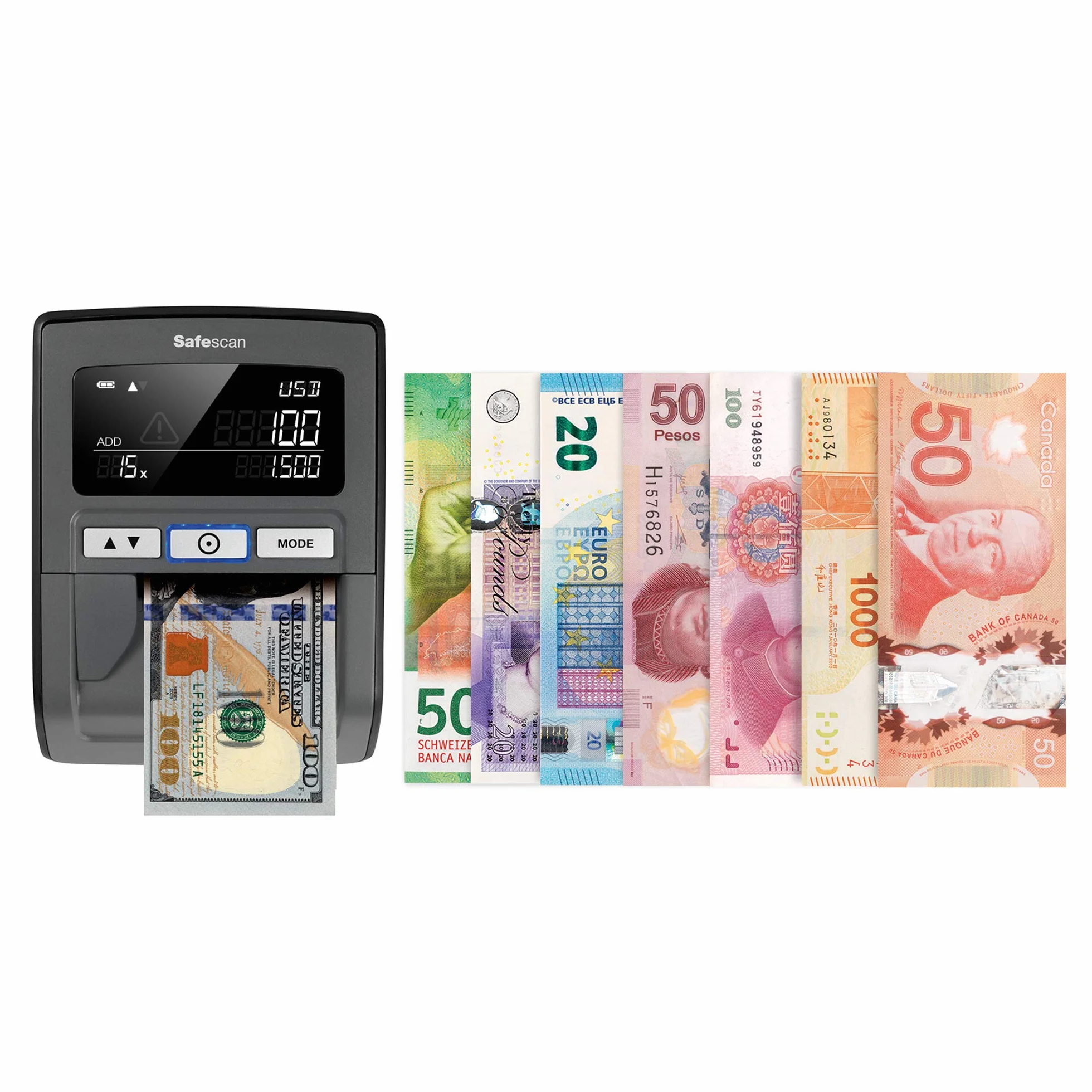 Safescan 185-S - Automatyczny wykrywacz fałszerstw z 7-punktowym wykrywaniem fałszerstw do weryfikacji polskich banknotów - Przeznaczony do wszystkich polskich banknotów