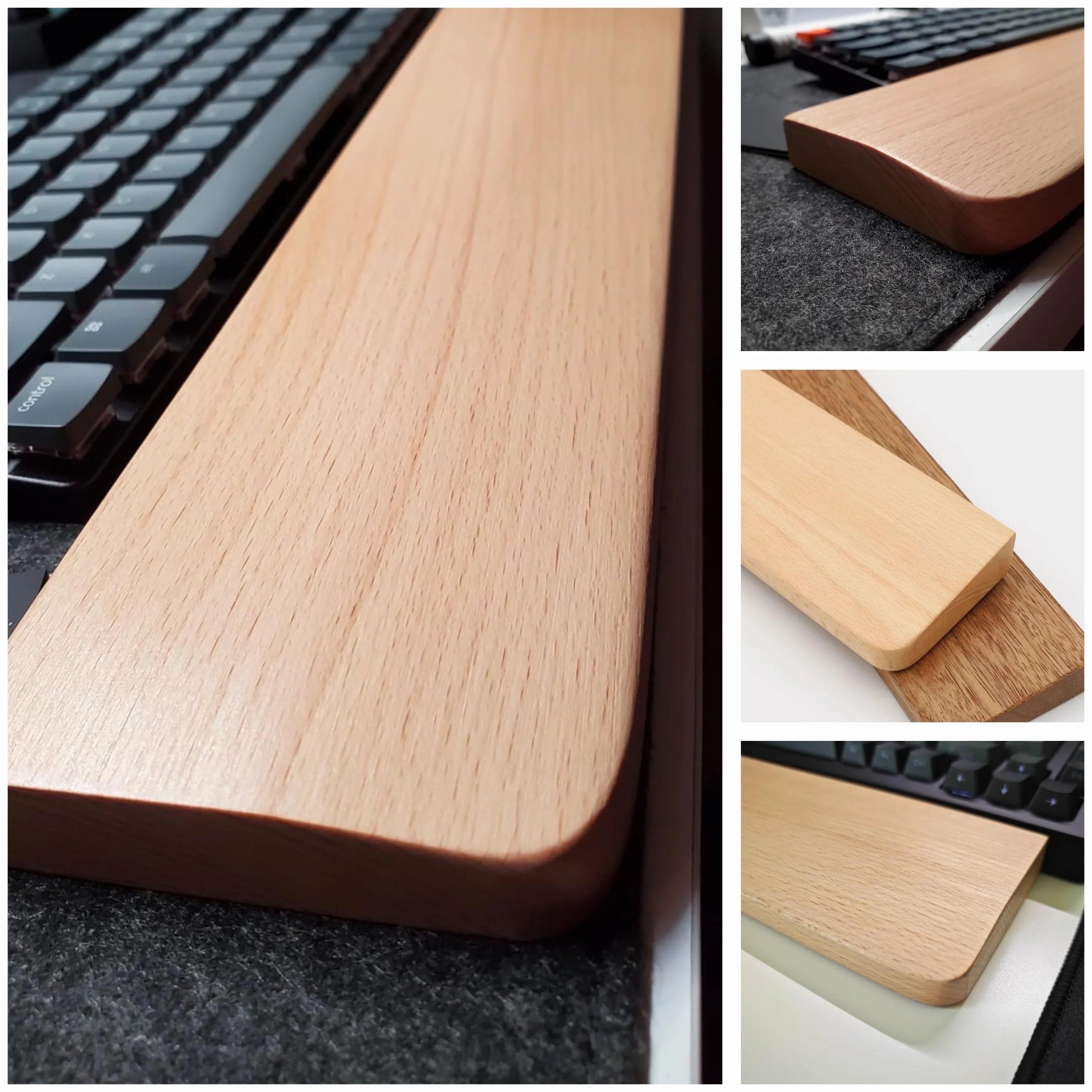 Podpórka pod nadgarstki drewniana do mechanicznej klawiatury ergonomiczna podkładka do pisania i grania buk 30 x 8 cm