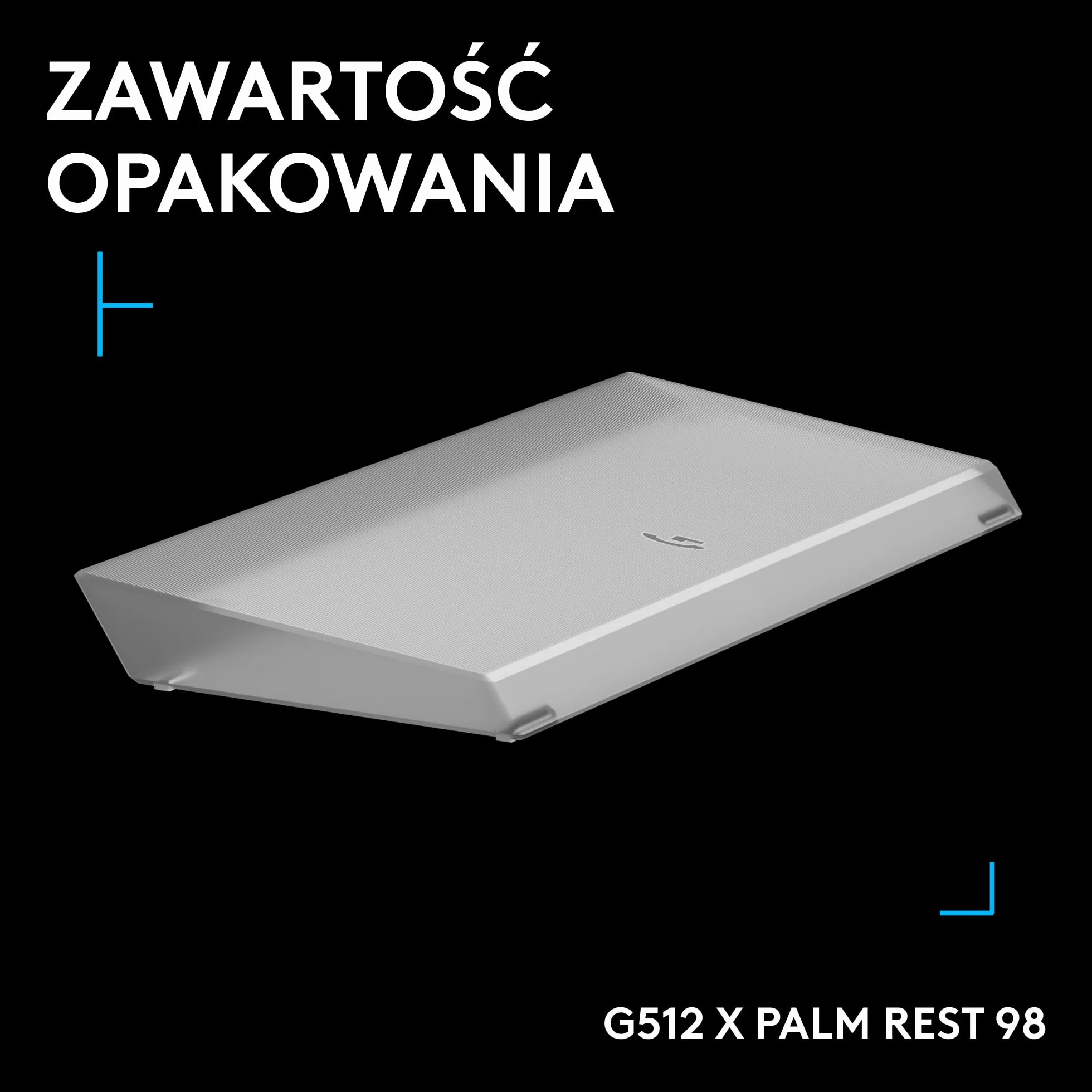 Logitech G G512 X PALM REST 98, LIGHTSYNC RGB – akrylowa podpórka pod nadgarstki z grawerem laserowym, która wzmacnia efekt świetlny, zaprojektowana dla modelu G512 X 98 – Przezroczysta