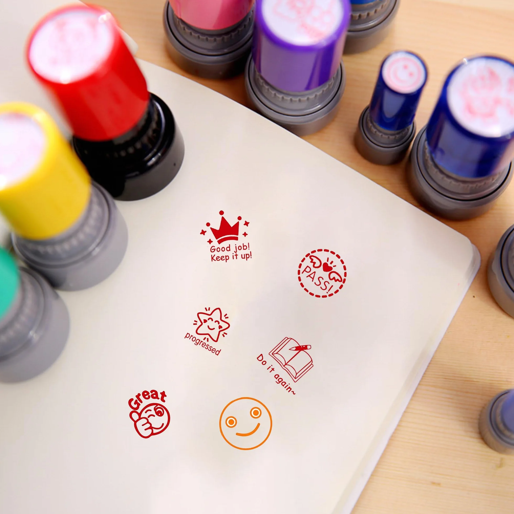 12PCS Znaczki Nauczyciela, Bogata Odmiana, Znaczek Nagrody Nauczyciela, Znaczki Fotoczułe, Różne Znaczki Dla Nauczycieli Self Inkling, Spersonalizowane Postacie Kreskówek Teacher Gift Student