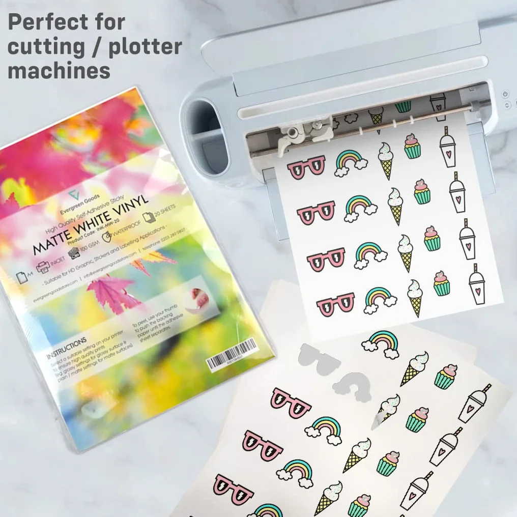 Evergreen Goods wodoodporna naklejka winylowa A4 matowy biały 20 arkuszy