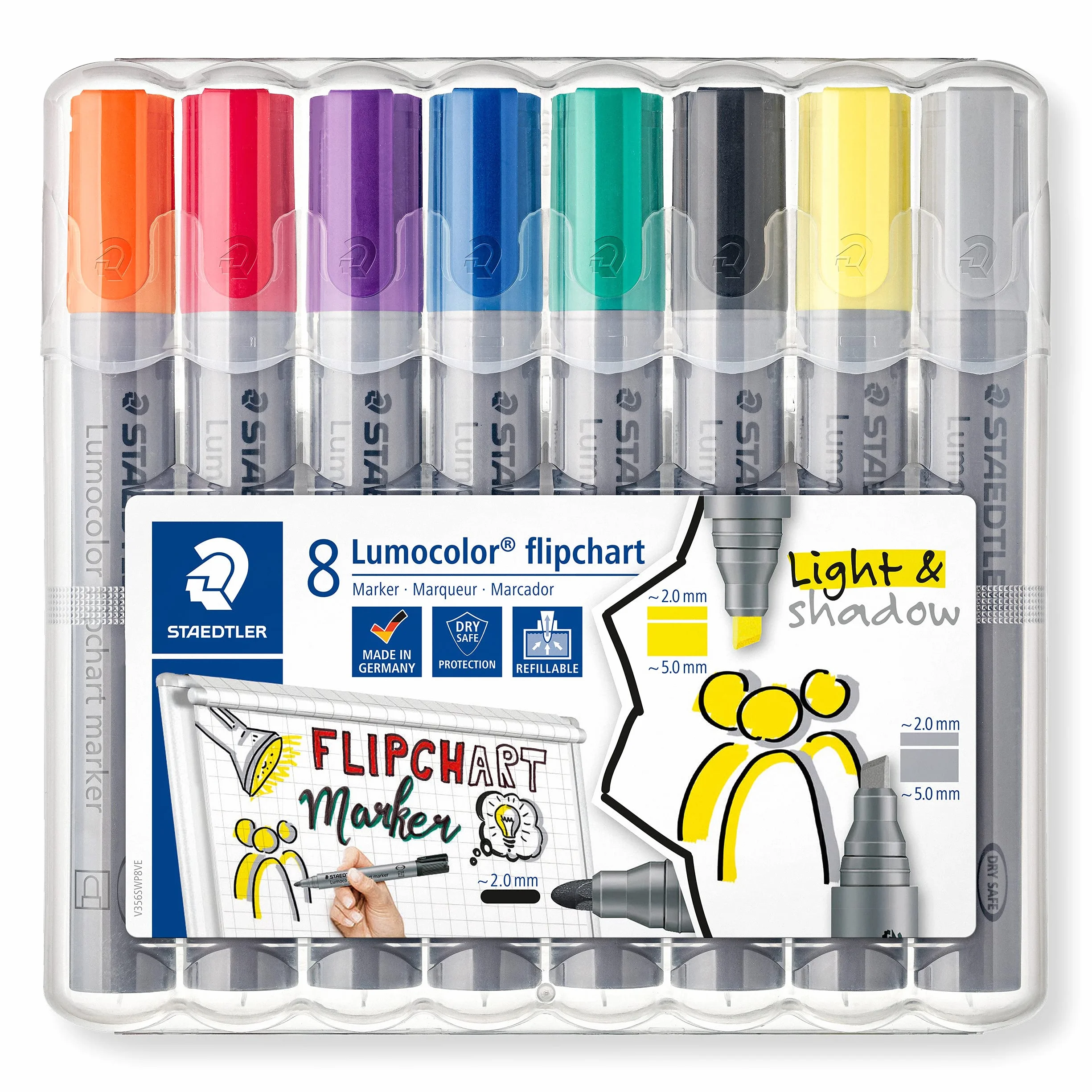 STAEDTLER 356 SWP8 Lumocolor markery flipchart różne kolory 8 sztuk