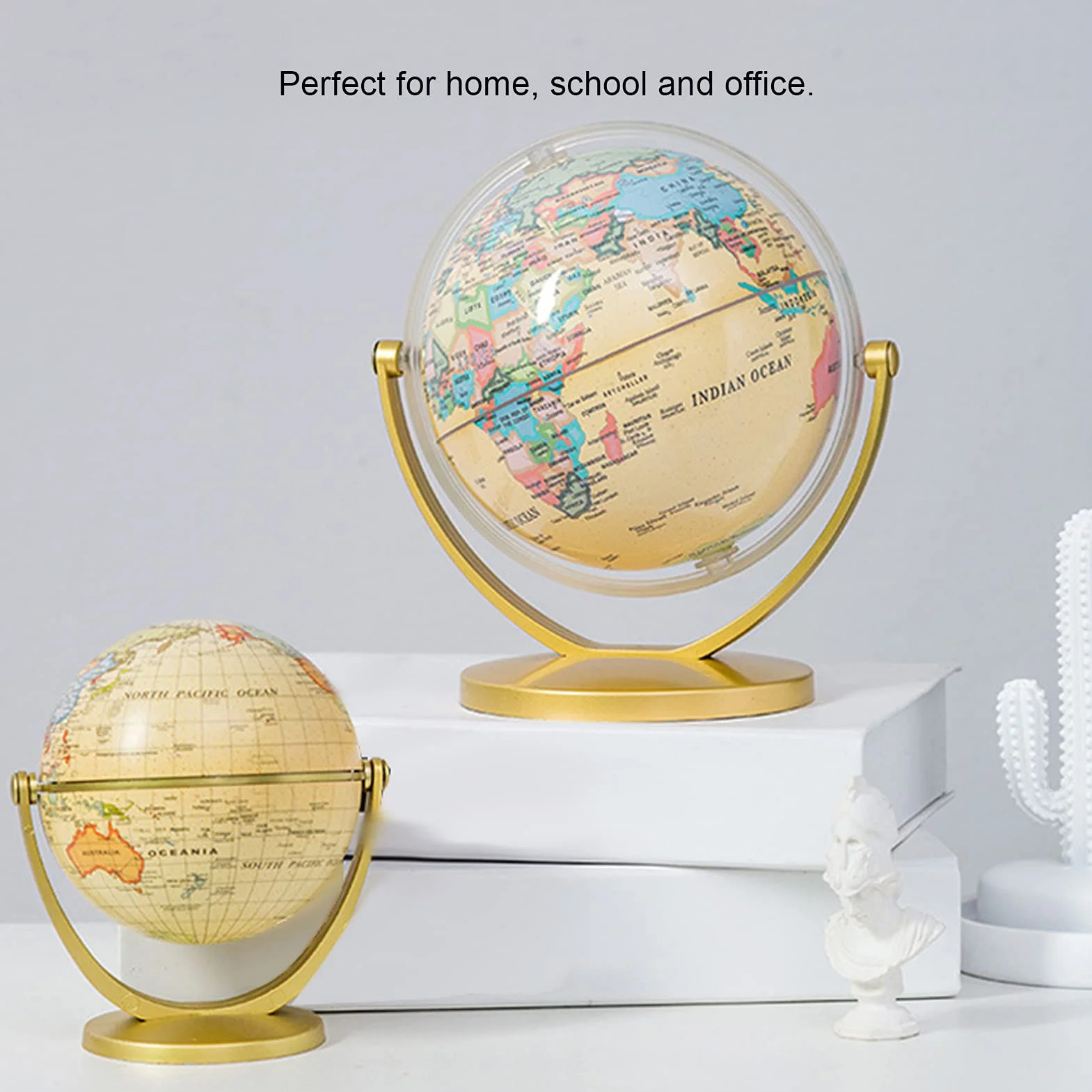 Spinning World Globe - English Edition Earth Geography for University, School, Home and Office