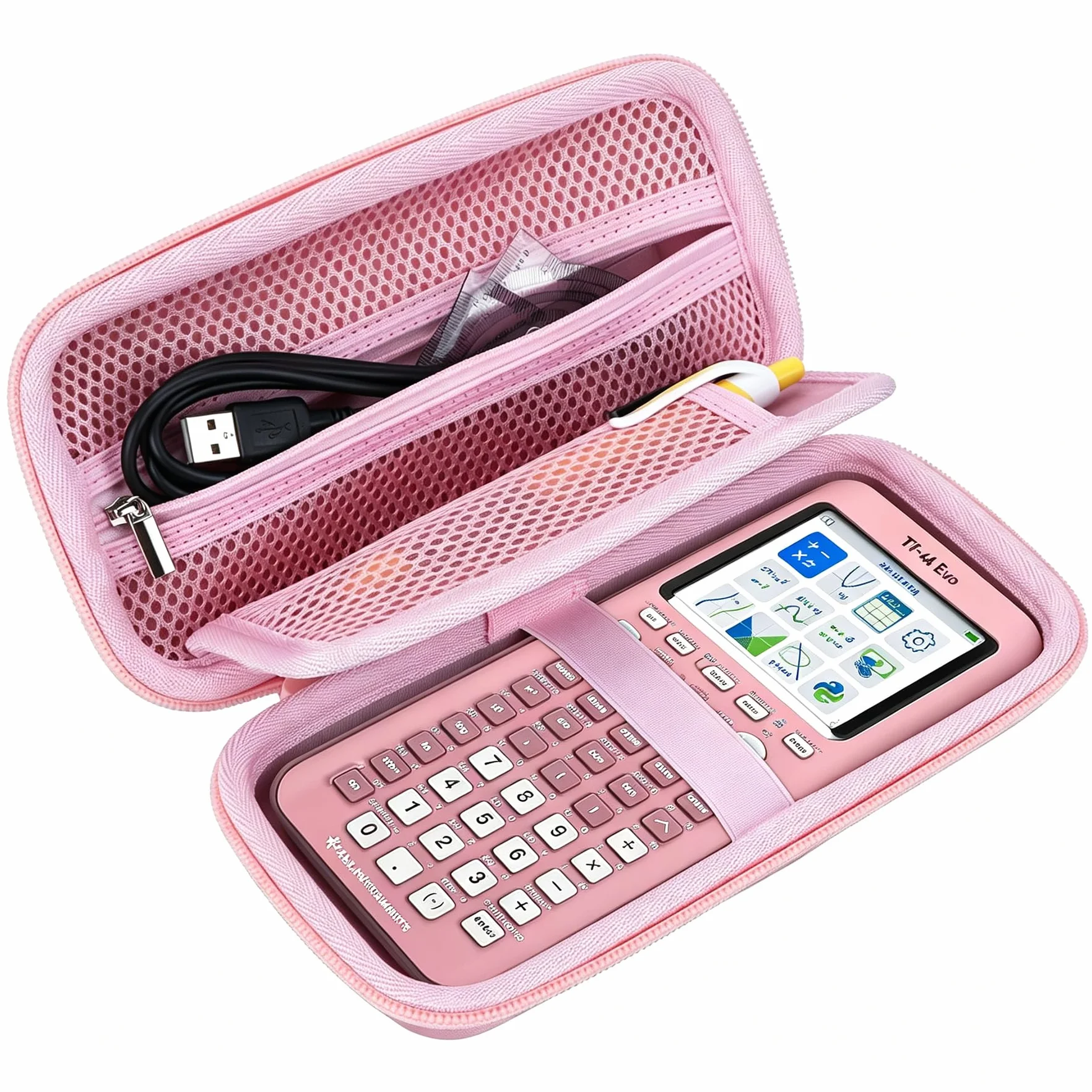 Twarde etui ochronne, kompatybilne z Texas Instruments TI-84 Plus CE-T/TI-Nspire CX II-T/TI-Nspire CX II-T CAS/TI-83 Premium CE/TI-82 Stats kalkulator graficzny (różowy)