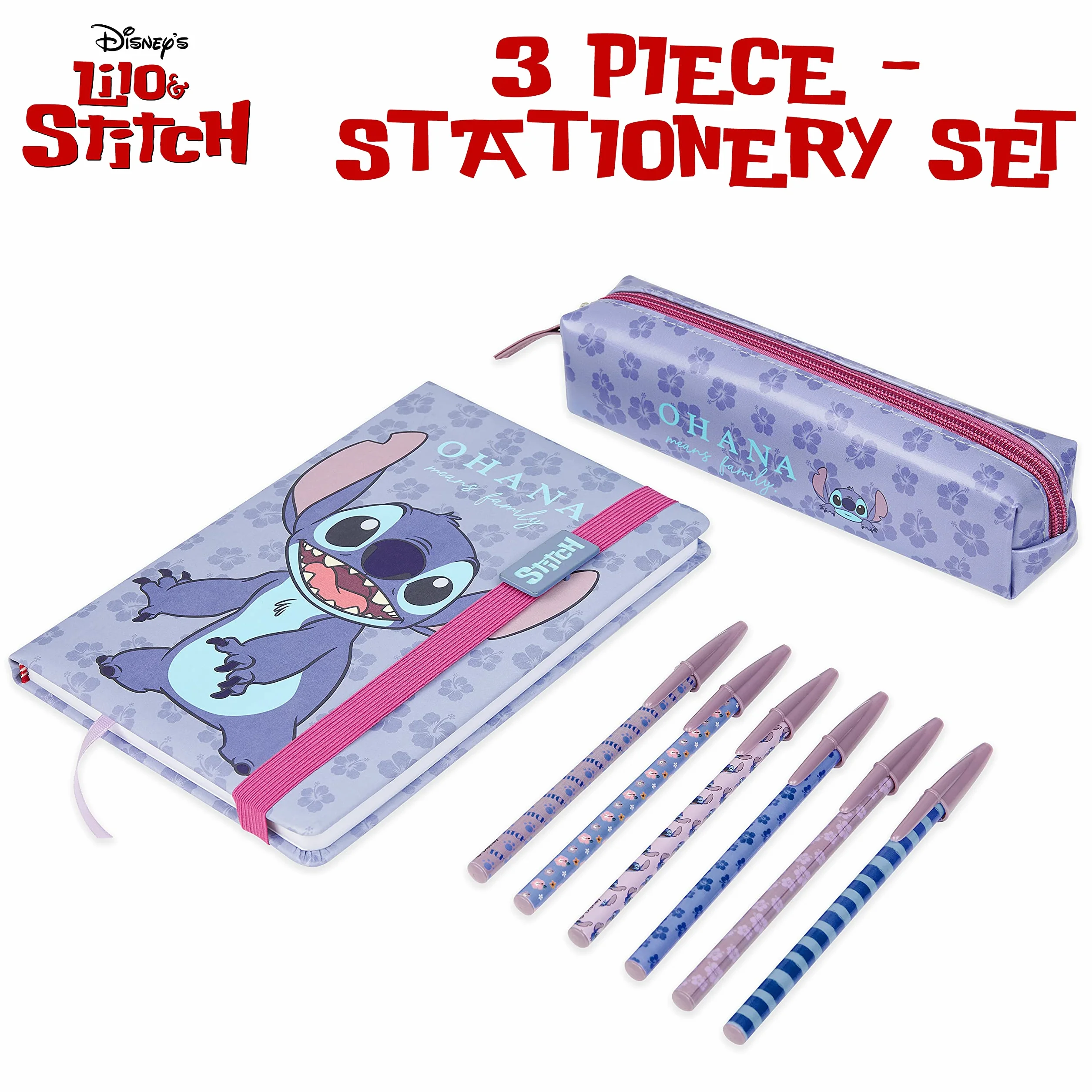 Disney Stitch Zestaw papeterii Prezenty Stitch dla dziewcząt Przybory szkolne Notatnik i akcesoria Uroczy zestaw artykułów piśmienniczych dla dzieci, nastolatków, kobiet Powrót do szkoły (Niebieski)