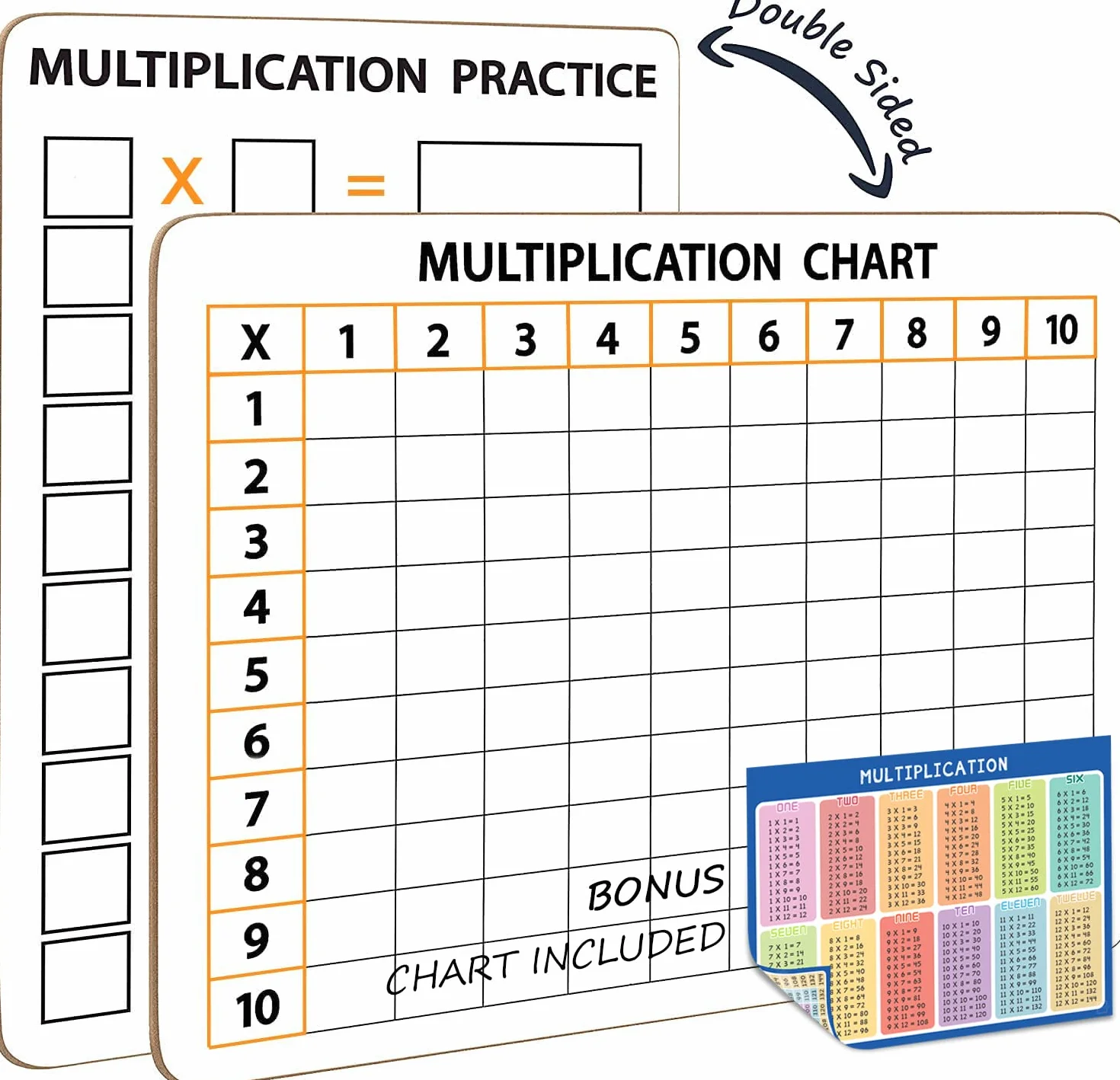 Scribbledo Dry Erase Multiplication White Board 9 x 12 Inch Small Lapboard l Durable Portable Double Sided Times Table Math Practice Whiteboard for Kids Students, Classroom and Home