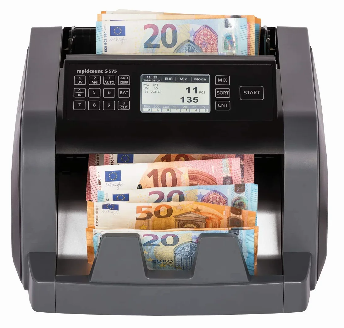 ratiotec Rapidcount S 575 maszyna do liczenia banknotów mieszanych z wyceną w kolorze czarnym