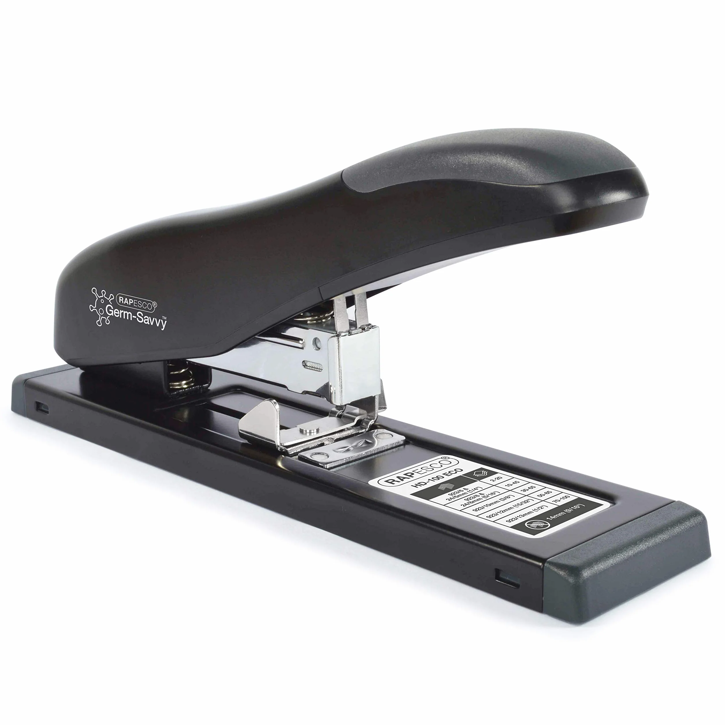 Rapesco 1276 ECO HD-100 Zszywacz Do Dużych Obciążeń, Pojemność 100 Arkuszy, Czarny