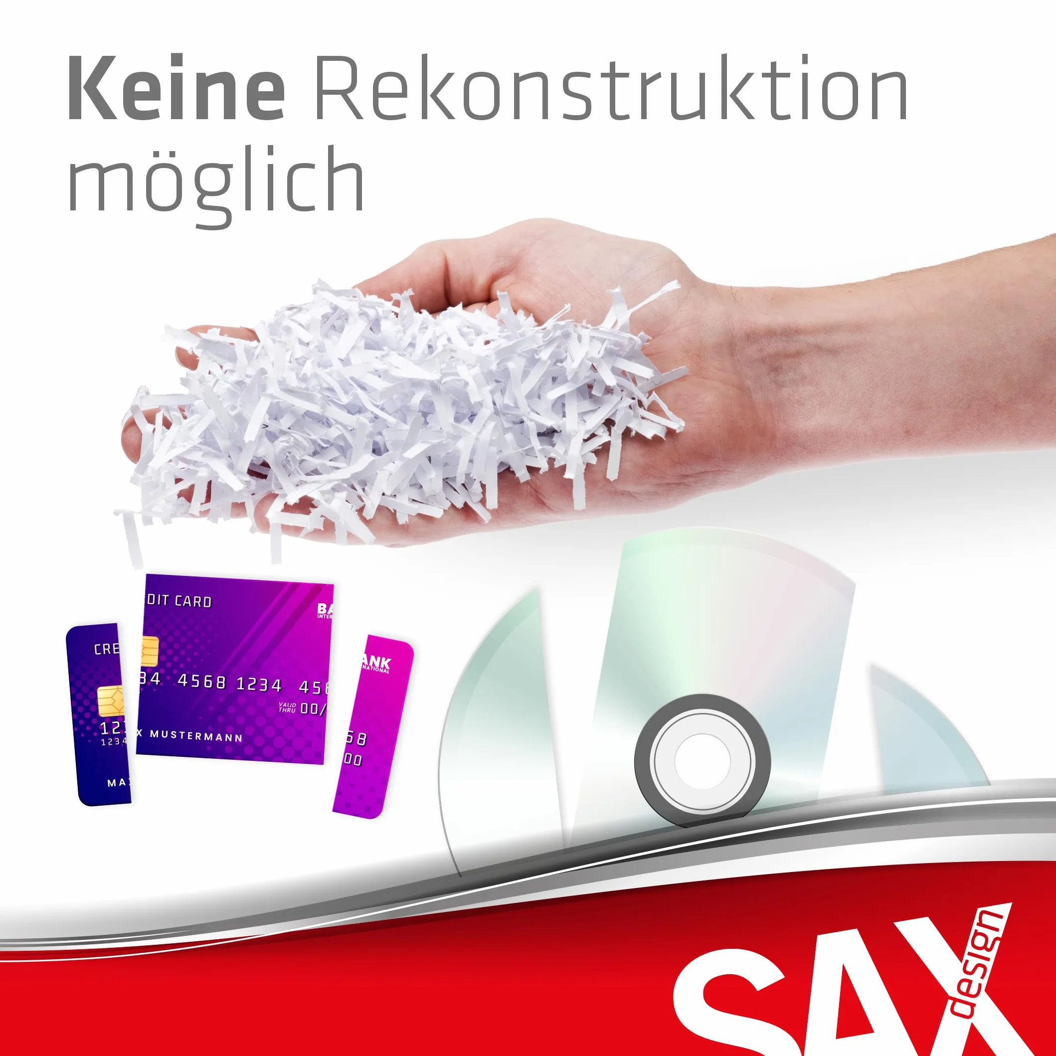 Sax Rozdrabniacz Bruno – cięcie cząstek 3 x 18 mm, rozdrabnia papier, płyty CD i karty, otwór podajnikowy 220 mm, 2 arkusze A4, pojemność 3,5 l, cicha praca do 70 dB, idealna do biura i biura domowego