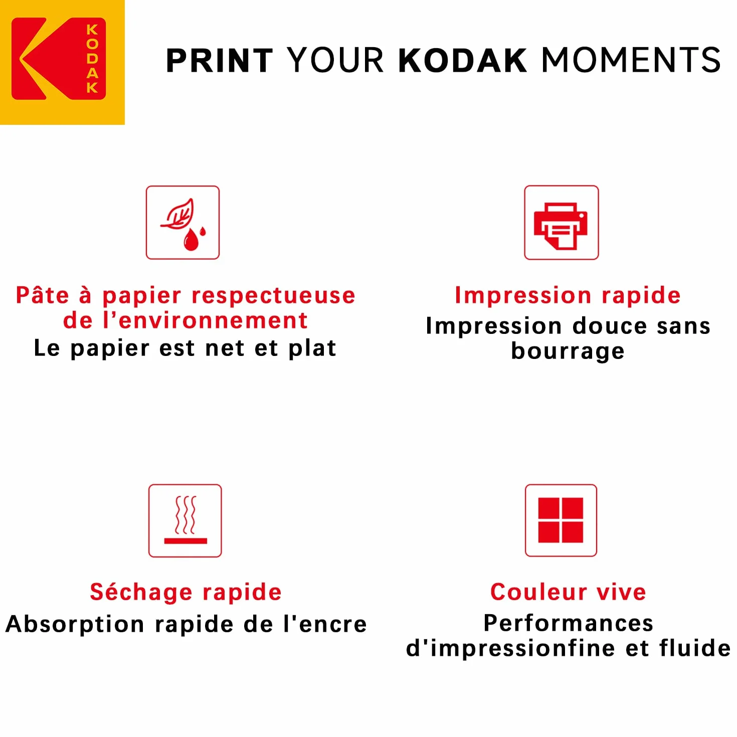 KODAK Instant Photo Paper - Opakowanie 25 arkuszy papieru fotograficznego - Format 21 x 29,7 cm (A4) - Wykończenie błyszczące - 180 gsm - Kompatybilny z drukarkami atramentowymi"