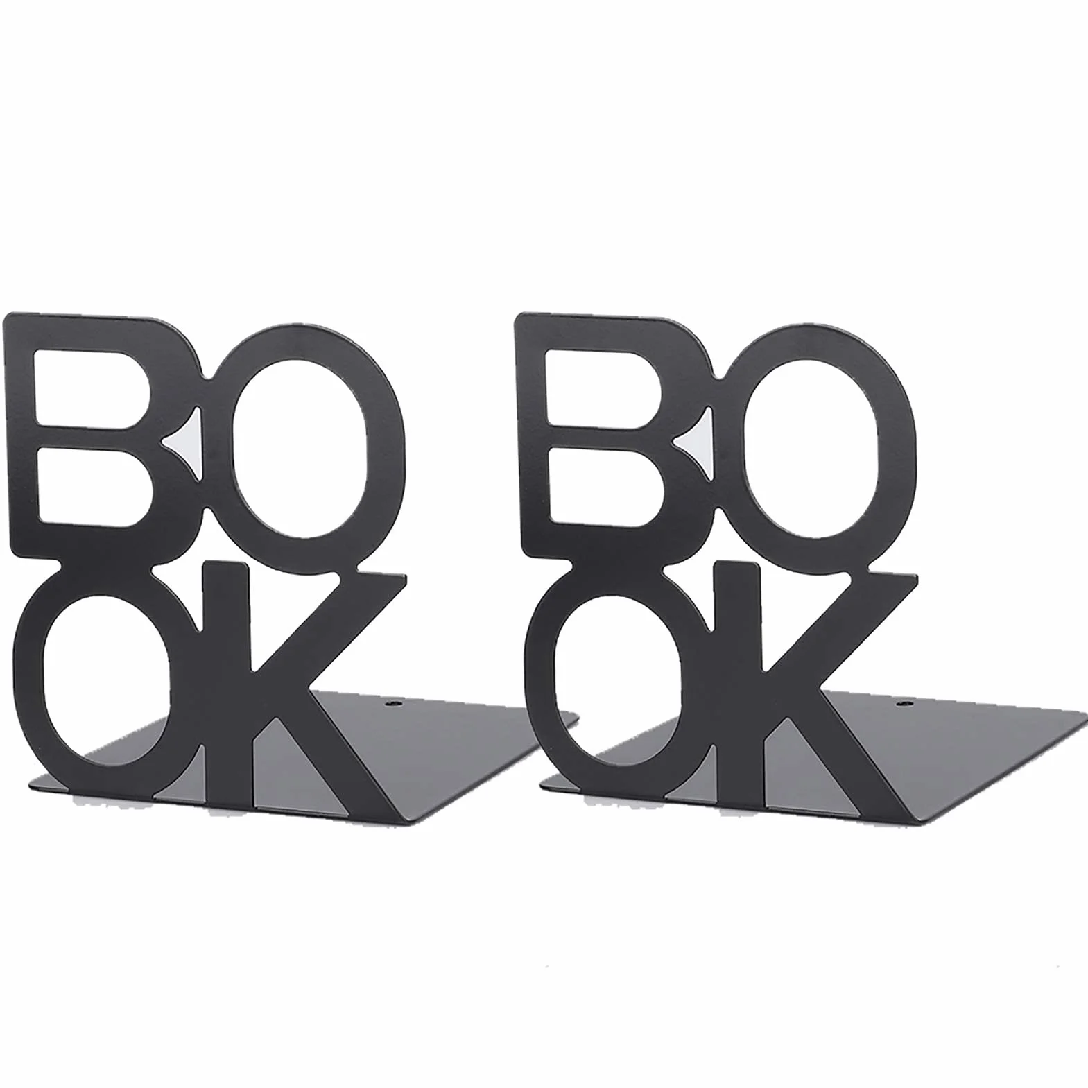 1 para Znaków Książki Kształt Książka Kończy się Szałwia Zielona Bookends Stojak na Książki Metalowe Bookends do Szkoły Wystrój Stołu Domowego (Czarna para 140 mm)
