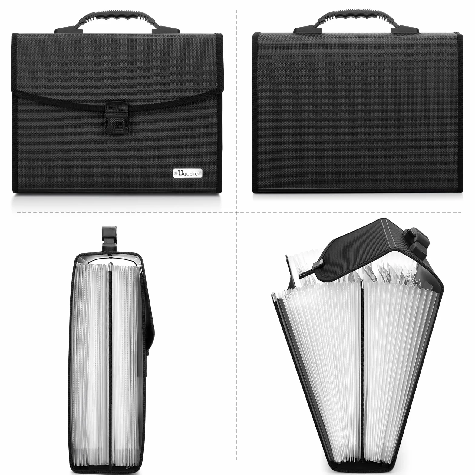 Uquelic Harmonijkowa Teczka na Dokumenty 26 Kieszeni - Ulepszona Trwała Klamra z Ergonomicznym Uchwytem/Duży A4 Rozszerzalny Organizer na Dokumenty/Harmonijkowa Teczka na Dokumenty do Biura i Domu