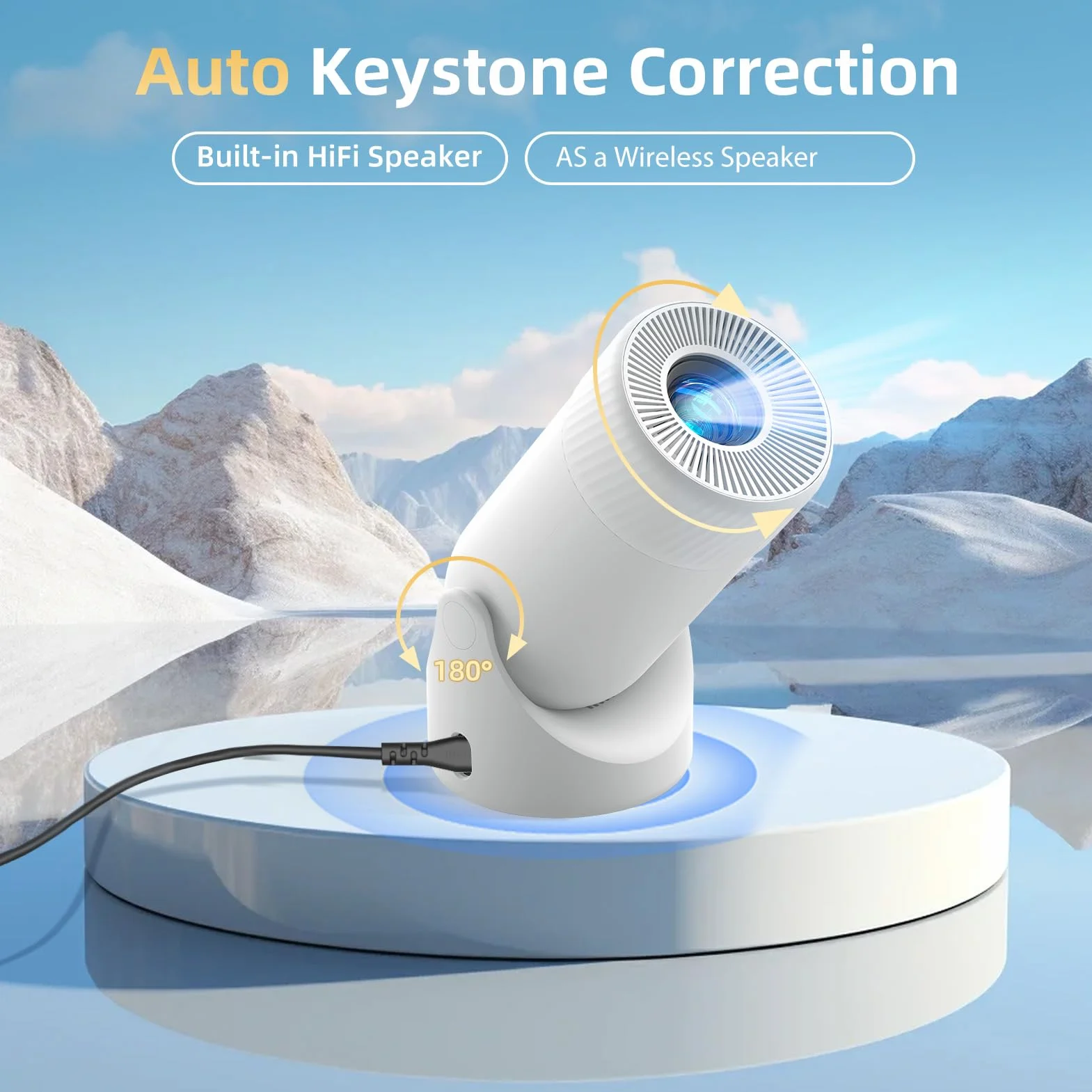 Projektor XL2-23E 4K Mini Inteligentny z Wi-Fi 6 5G Bluetooth Automatyczna Korekcja Trapezu