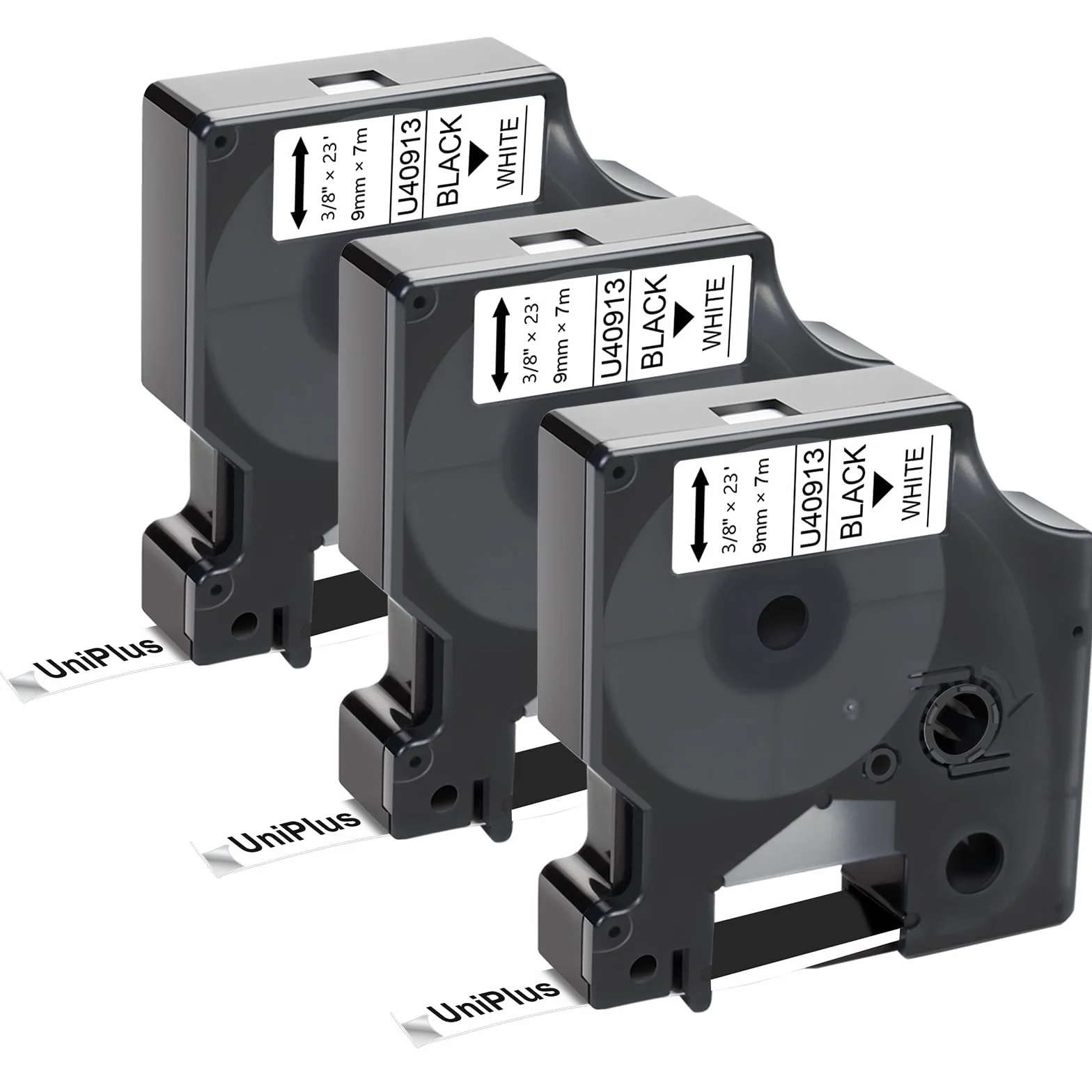 UniPlus 3x Kompatybilne 9mm x 7m taśma etykietowa jako zamiennik dla Dymo D1 40913 S0720680 czarne na białym dla Dymo LabelManager 160 280 PnP 360D 210D LabelWriter 450 DUO Turbo LabelPoint 100 150