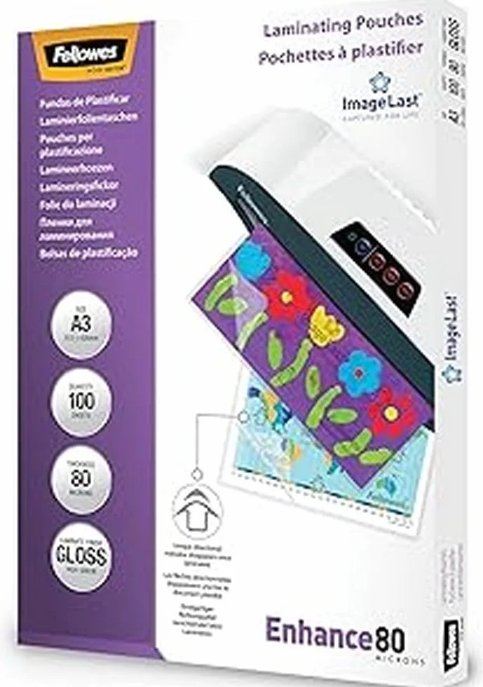 Fellowes 80 Mikronów Folie doLaminowania, Przezroczysty, 100 Sztuk