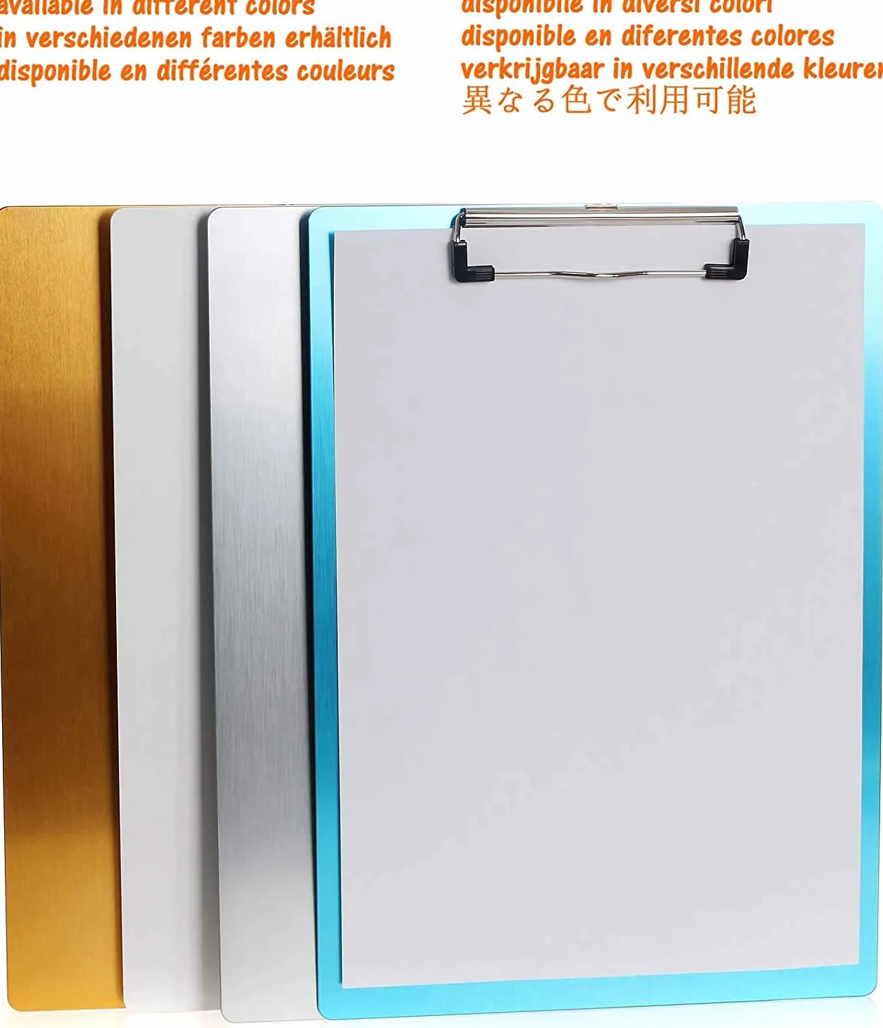 TKD8025-silver-6 aluminiowych podkładek A4 z gumowanym metalowym zaciskiem, deska do pisania DIN A4 z miejscem do zawieszania, uchwyt na podkładkę Clipboard – stabilna aluminiowa płyta do pisania –