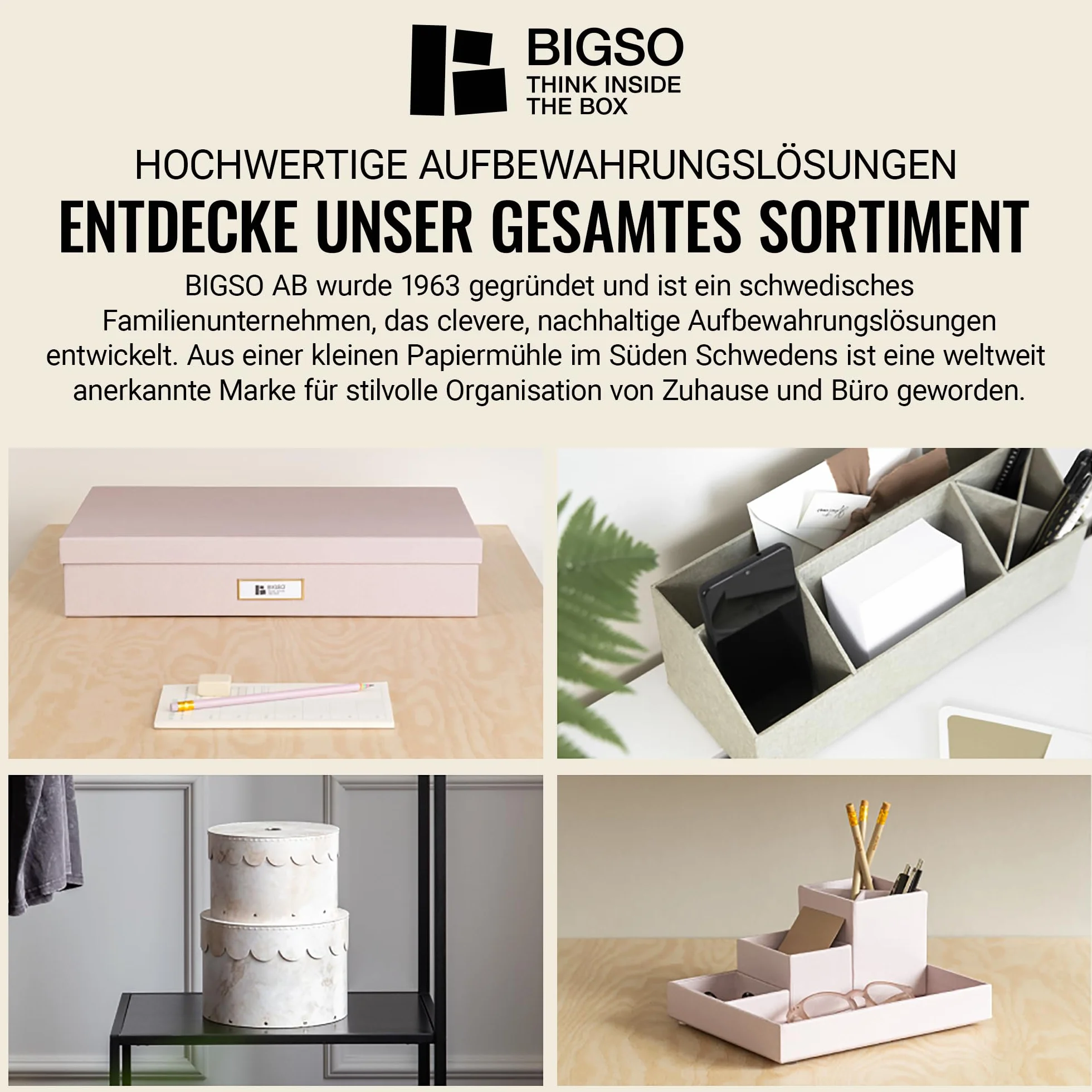 Bigso Box of Sweden OSKAR Pudełko na dokumenty A4, broszury itd. – półka na biurko z pokrywką i uchwytem – pudełko do przechowywania z płyty pilśniowej i papieru – szare