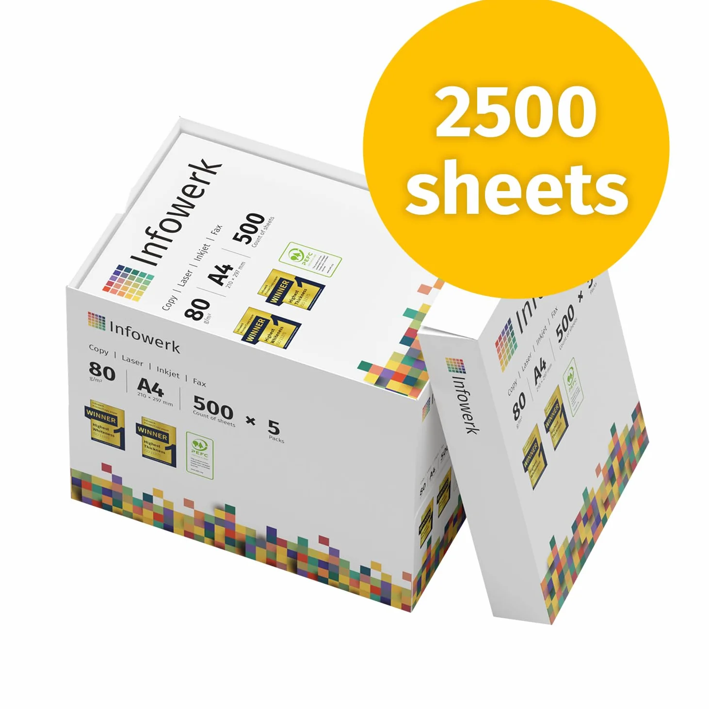 Papier do drukarki A4 80g 2500 arkuszy 5x500 CIE 160 PEFC