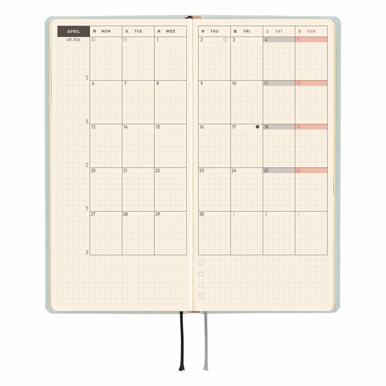 Hobonichi Techo 2026 Weeks – Muminki: To the Outdoor Dance Hall (angielski, wysoki i szczupły, początek stycznia)