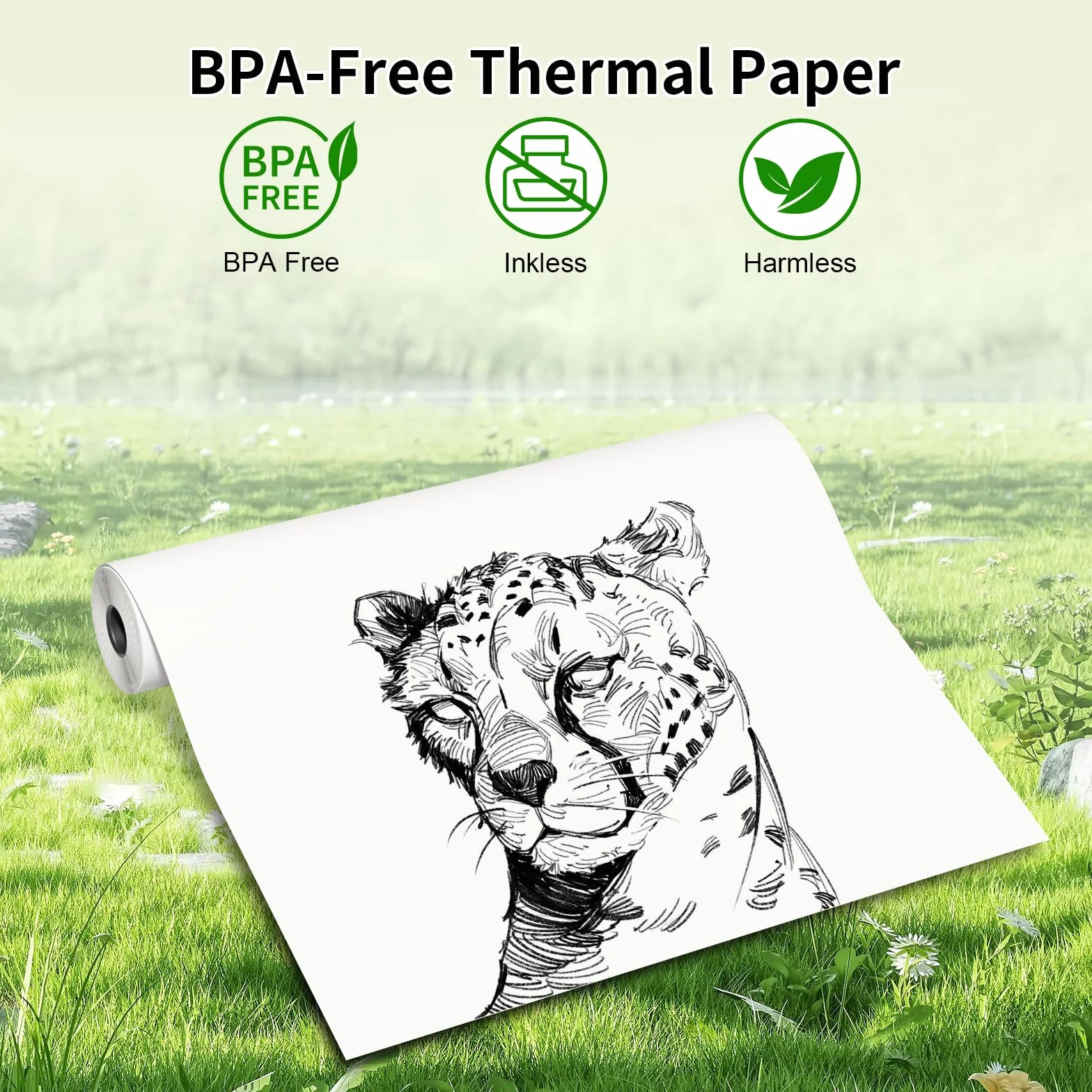 Phomemo Papier termiczny do drukarki - A4 Size papier, 210 mm x 6,5 m, kompatybilny z Phomemo M08/P831/M832/M833/M834, przenośna drukarka A4, do podróży, domu, zdjęcia, rachunku, umowy, 2 rolki