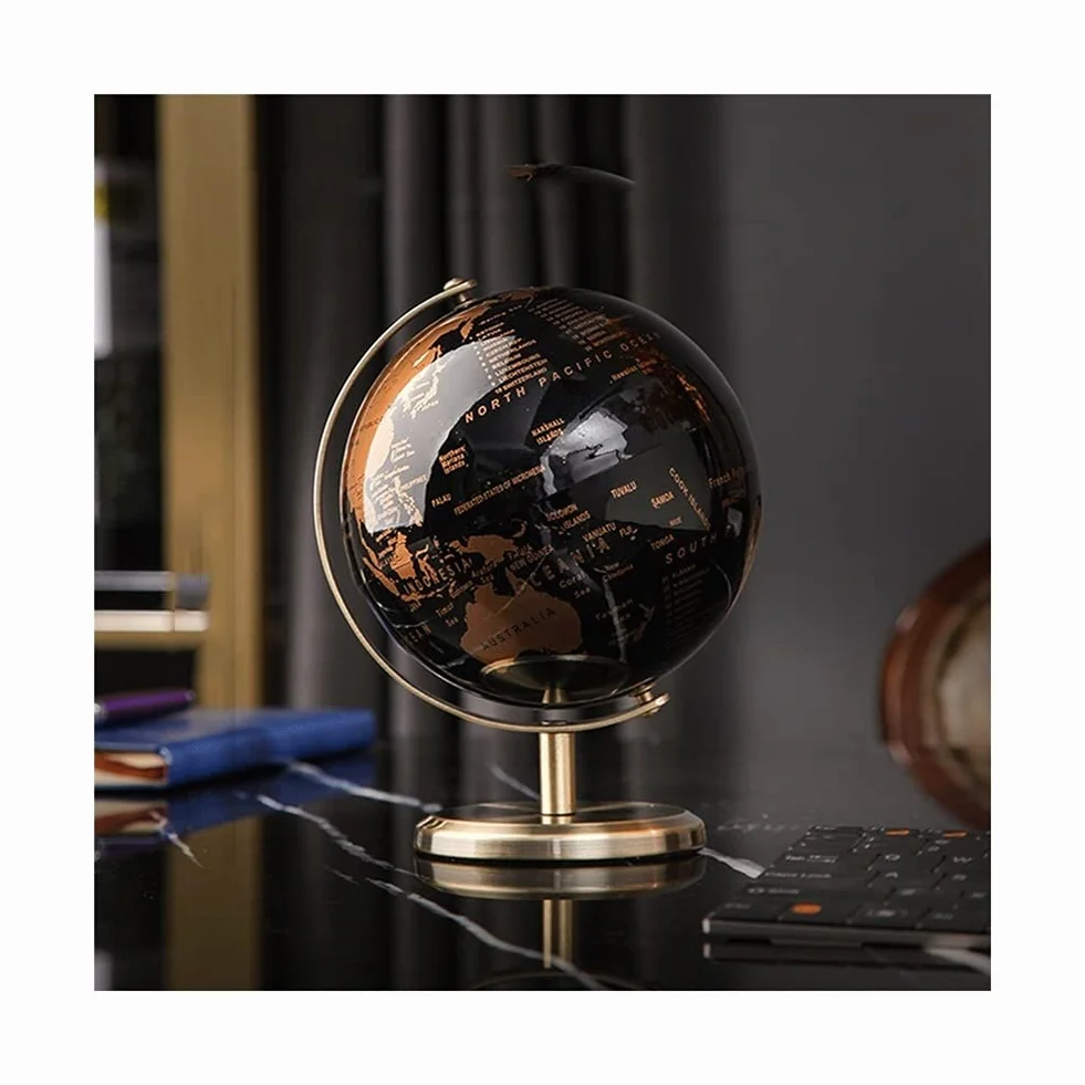 Globe of the world 14 cm średnica Ziemia Morze Czarne Vintage Antyczny Dekoracyjny Pulpit Geograficzny Obrotowy Edukacyjne Dzieci (Kolor: 14 cm średni B)