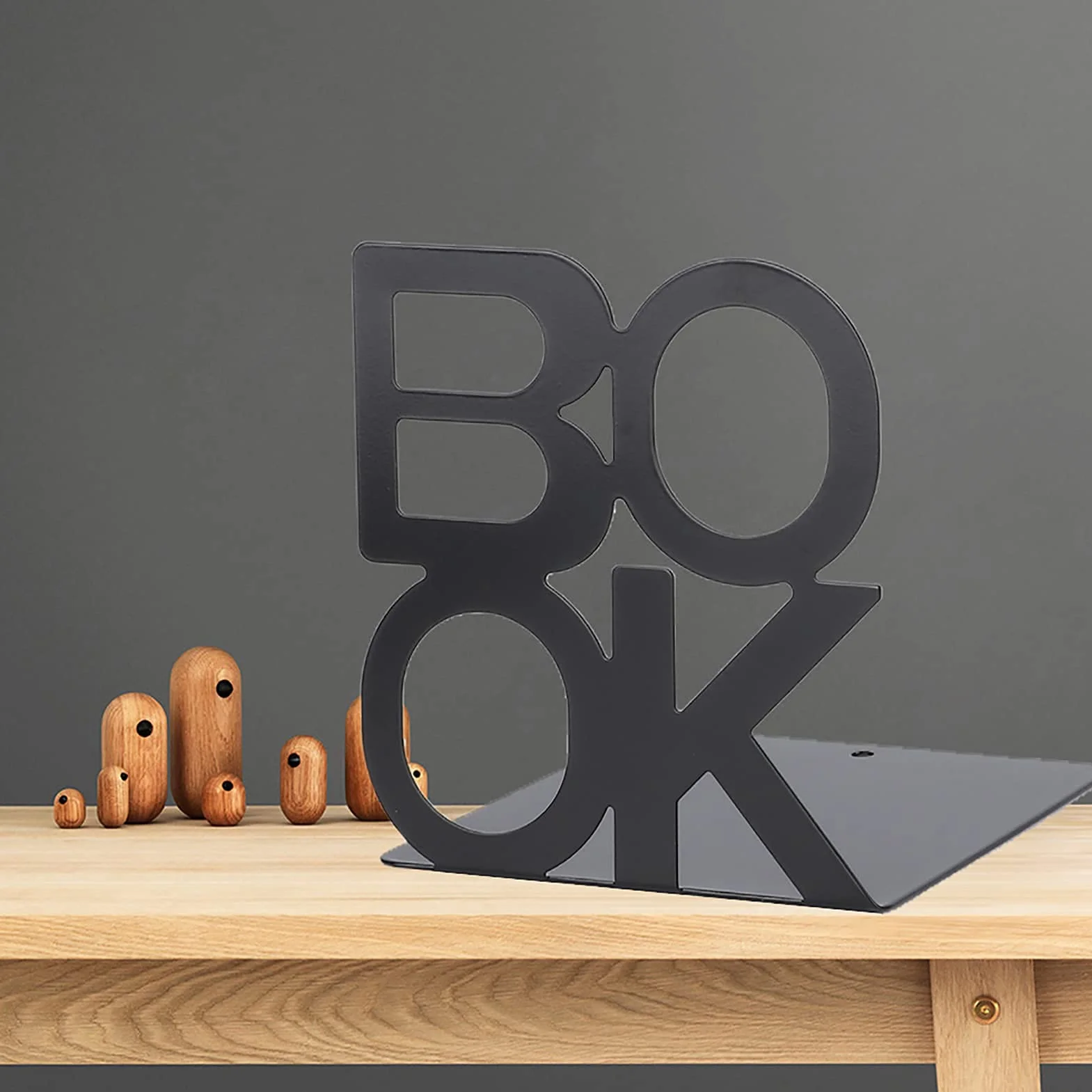 1 para Znaków Książki Kształt Książka Kończy się Szałwia Zielona Bookends Stojak na Książki Metalowe Bookends do Szkoły Wystrój Stołu Domowego (Czarna para 140 mm)