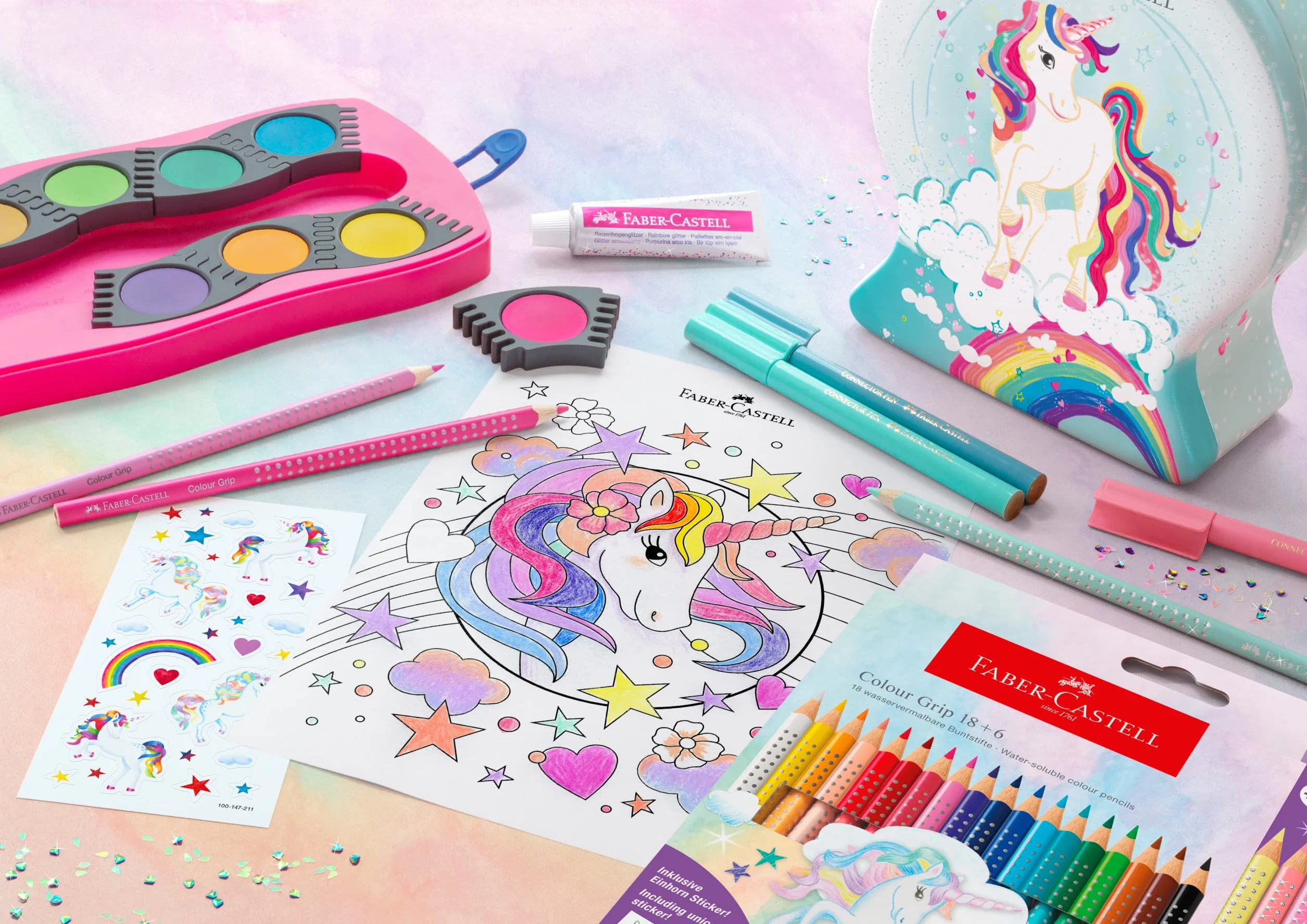 Faber-Castell Connector Unicorn Zestaw pisaków filcowych 33 elementy zmywalne