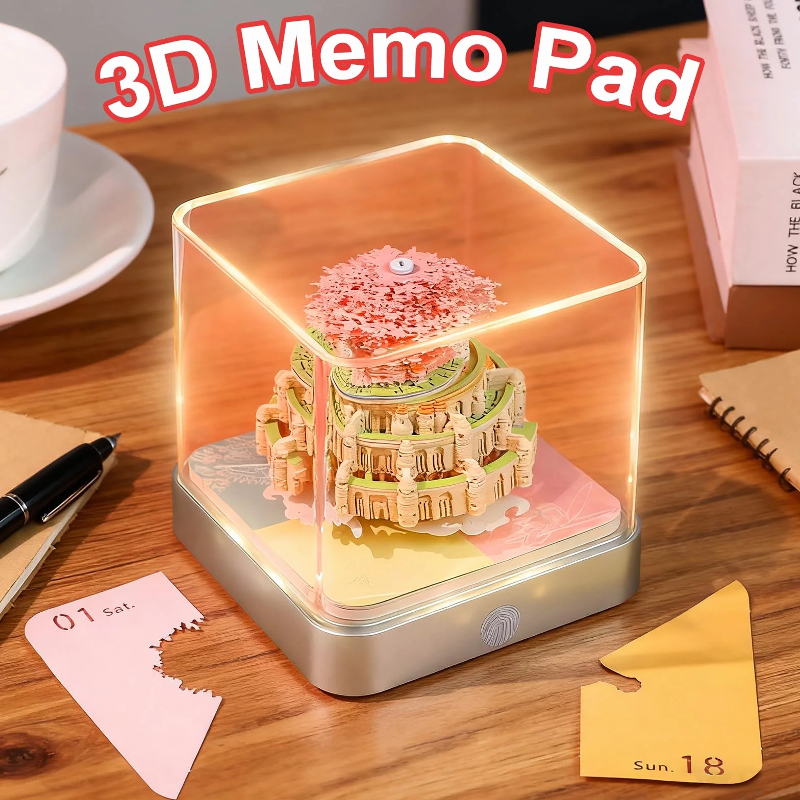 Kalendarz 3D na rok 2026, artystyczny kalendarz stołowy z motywem architektonicznym, notatnik z odrywaniem, notatnik z papieru, prezent na Boże Narodzenie, do biura, dekoracja mieszkania (B