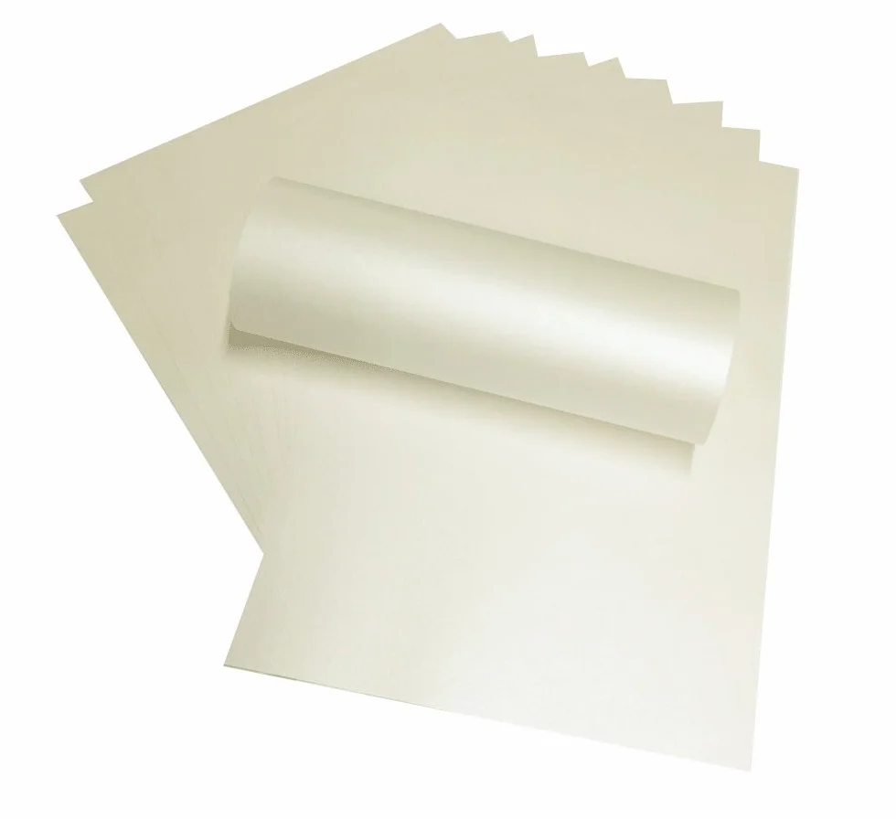 Papier perłowy Quarzo Premium Ivory - A4 (21 x 29,7 cm) - 120 g/m² (wiązanie 14,5 kg) błyszczący certyfikat i arkusze kartonowe do drukarek atramentowych i laserowych - idealne do nagród, zaproszeń