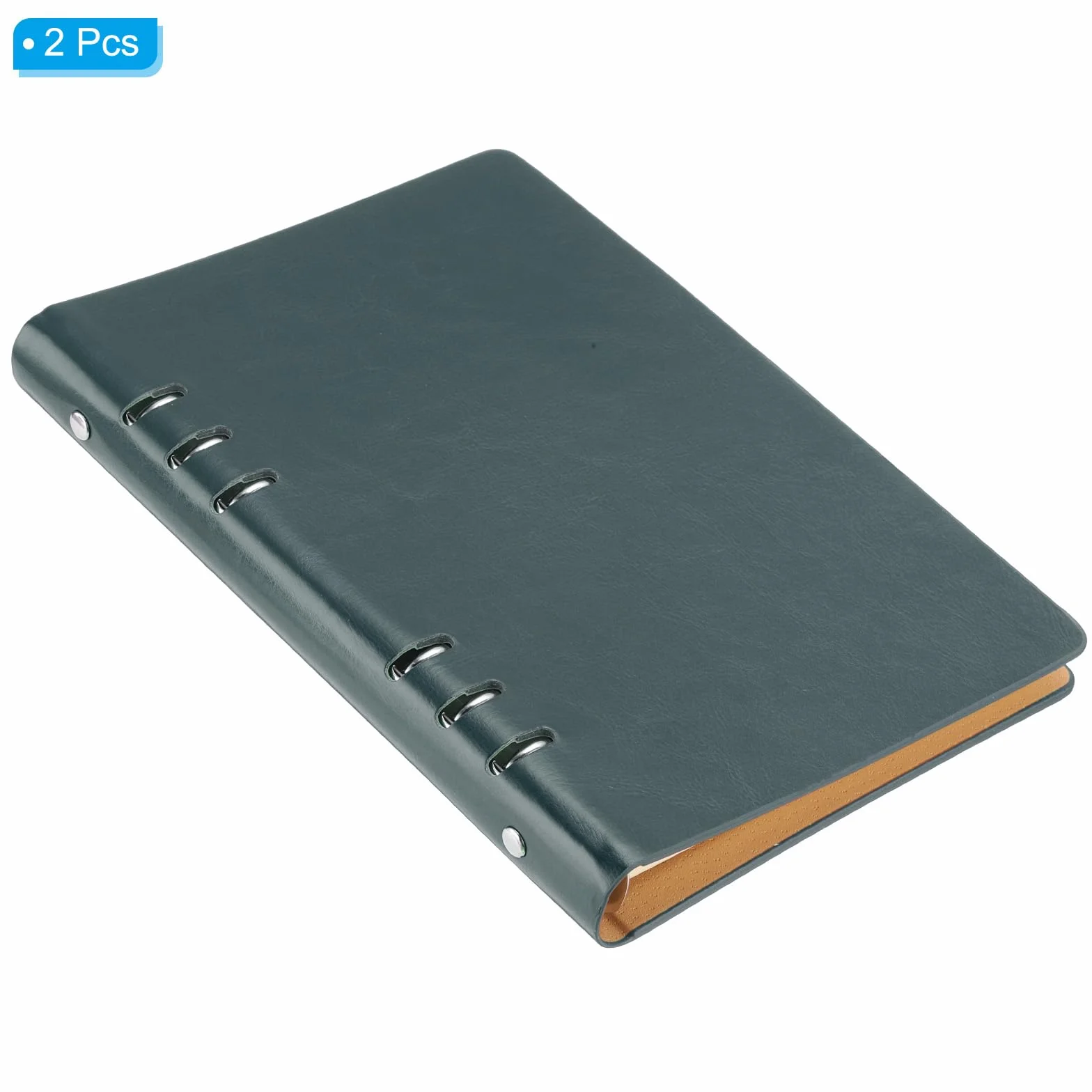 PATIKIL 6-pierścieniowy segregator, 2 sztuki, skórzany segregator A5, mini segregator do wielokrotnego napełniania, osobisty planer z 160 arkuszami papieru, zielony