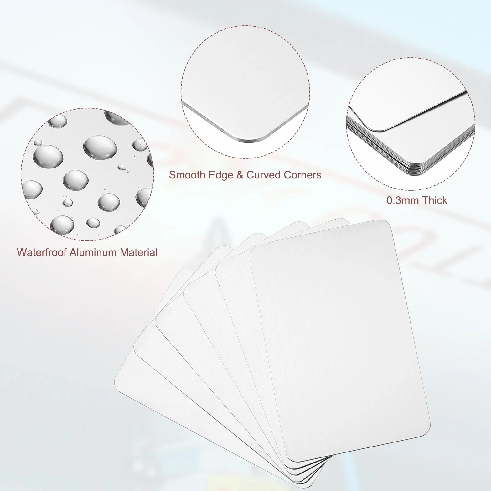 PATIKIL Metalowe wizytówki ze stali nierdzewnej, 0,3 mm, 12 sztuk, puste wizytówki, grawerowanie laserowe do kart podarunkowych DIY, srebrne