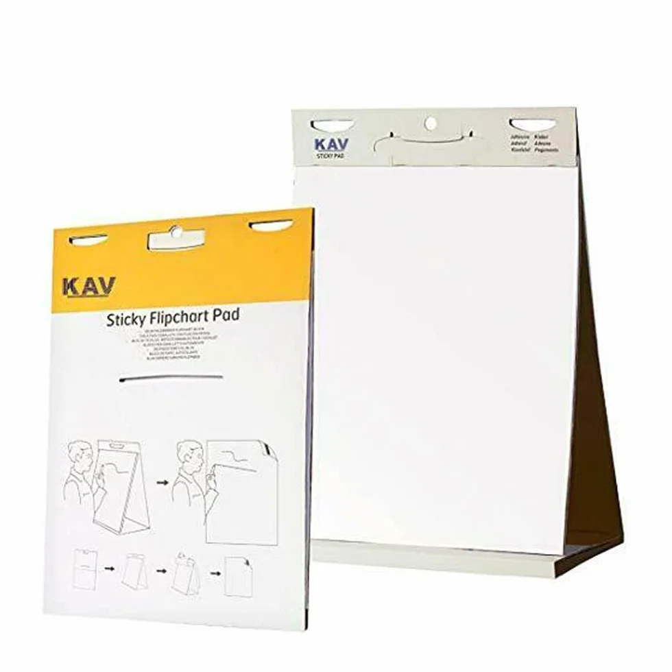 KAV Podkładka papierowa z funkcją Flipchart z gładkim, perforowanym, 20 arkuszy, do biura, prezentacji, restauracji, szkoły, domu i przyborów kuchennych, 70 g/m², 58,5 x 50 cm (6 szt.)