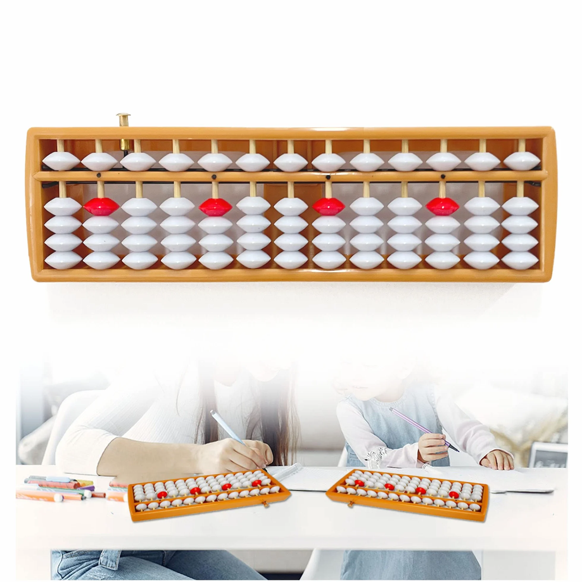 Soroban Abacus 13 cyfr, tworzywo sztuczne, arytmetyka, liczydło, do arytmetyki i liczenia, z przyciskiem resetowania, narzędzie do obliczania matematyki, biura, szkoły, domu